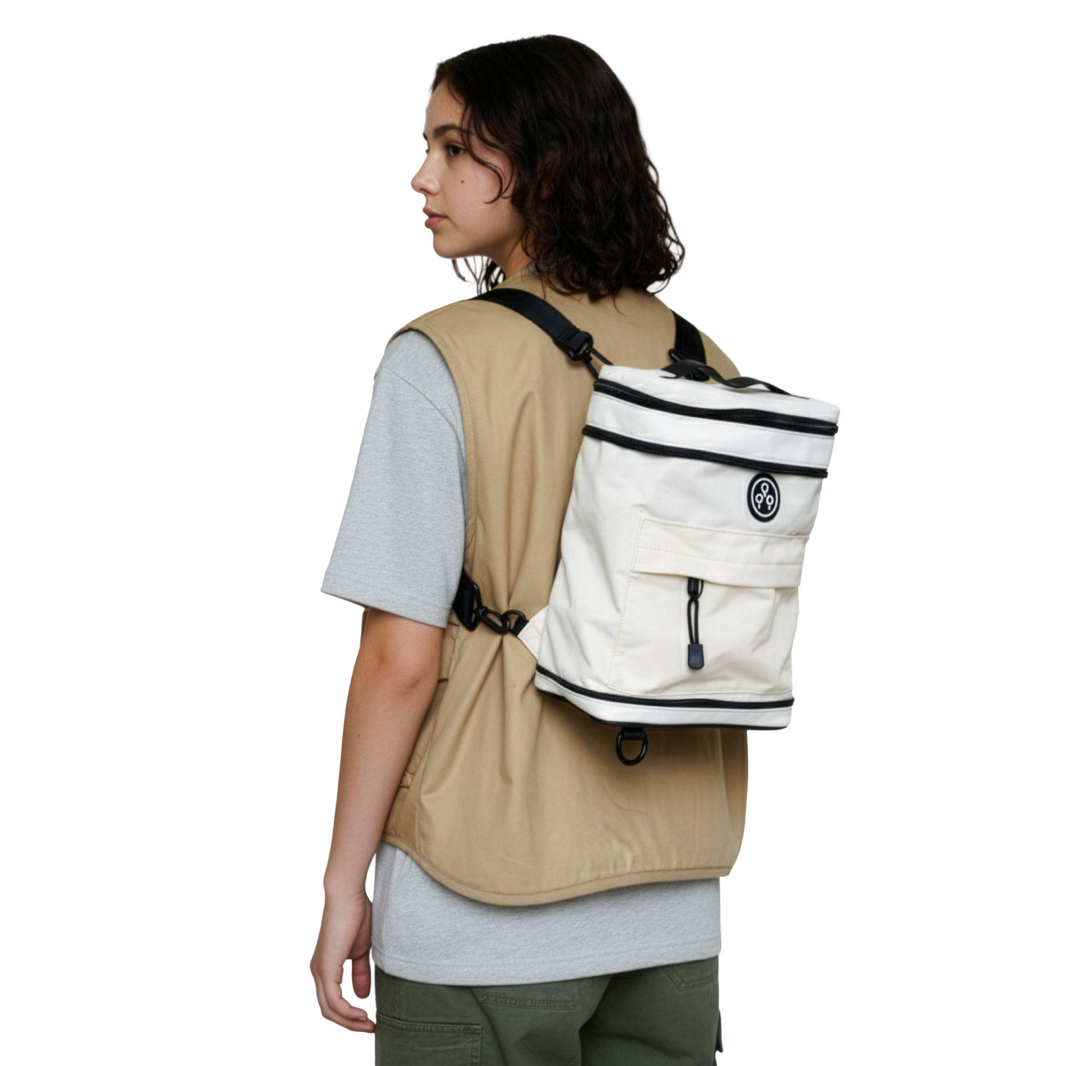 KIWEE Sandwich Mini Backpack ryggsekk Offwhite 10L sammenleggbar