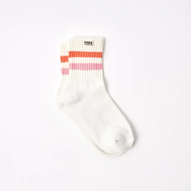 Roka London Windsor Stripe sokker mandarin rosa dame 36-42