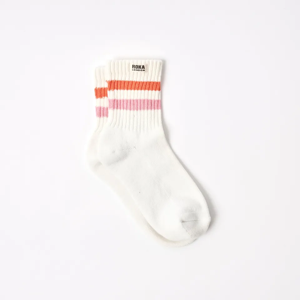 Roka London Windsor Stripe sokker mandarin rosa dame 36-42