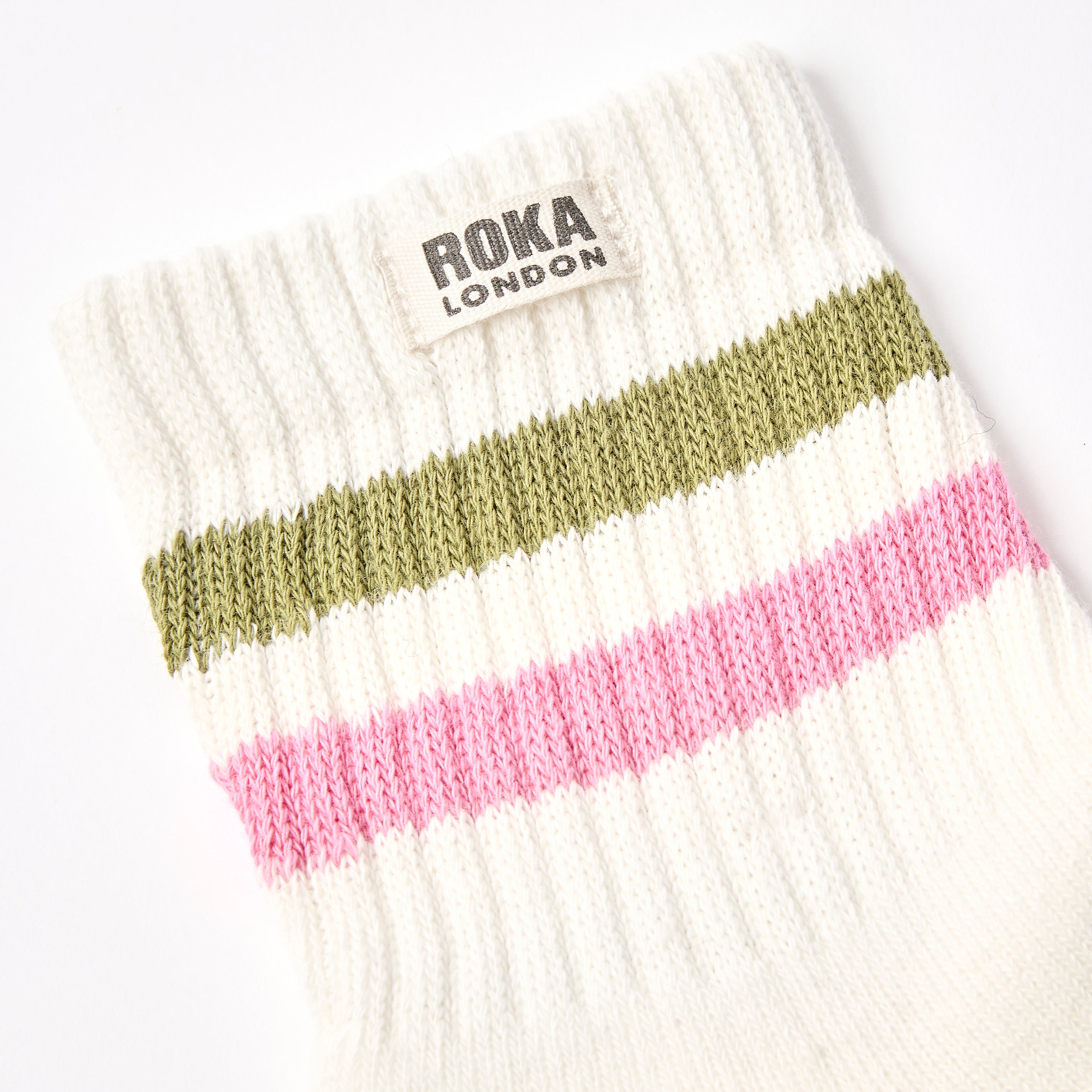 Roka London Windsor crew sokker avocado/pink 36-42