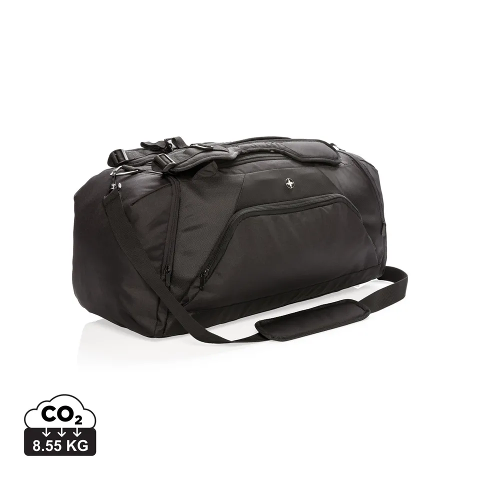 Swiss Peak RFID sportsduffel og ryggsekk svart 2-i-1