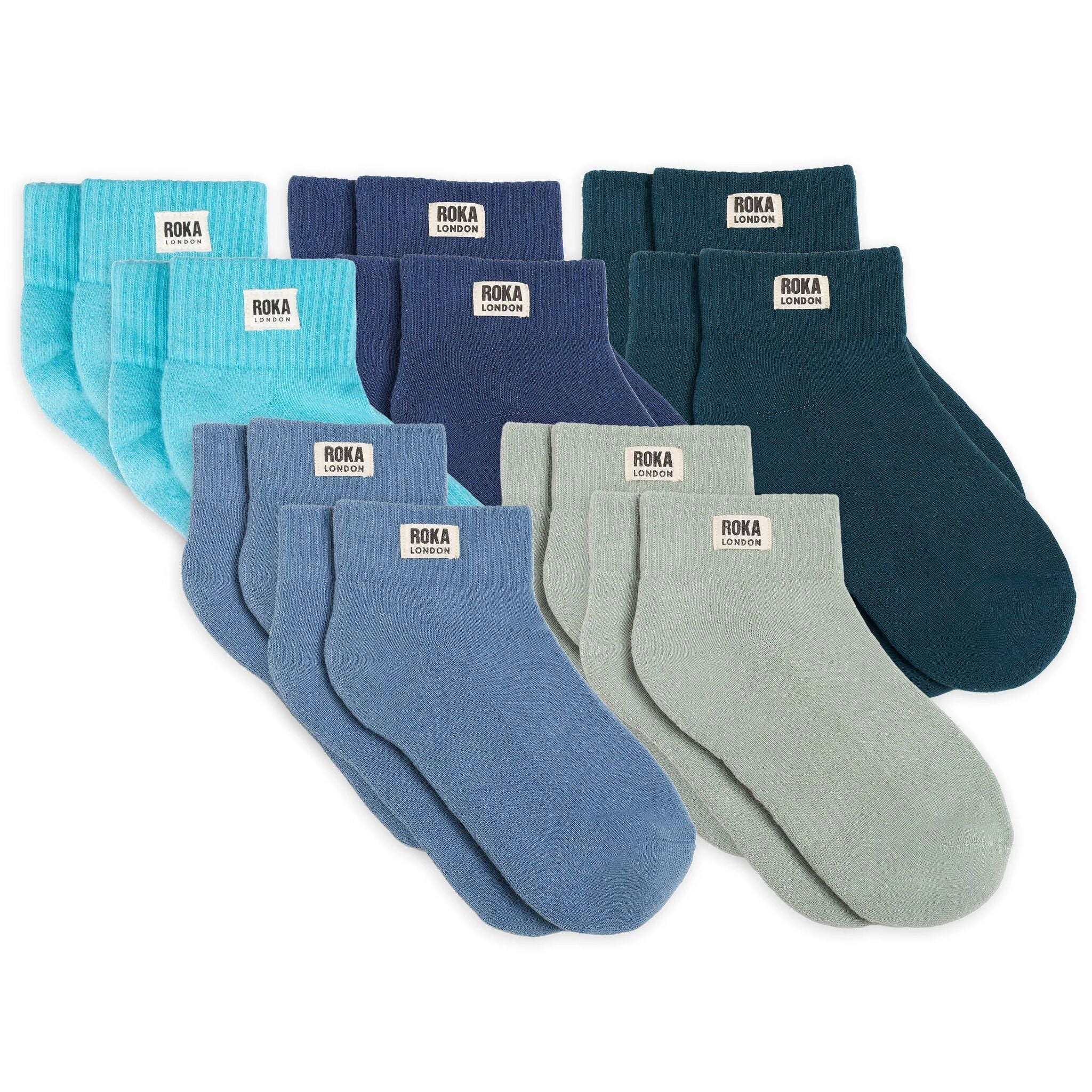Roka London Wembley Blue Skies ankelsokker 3-pack økologisk bomull