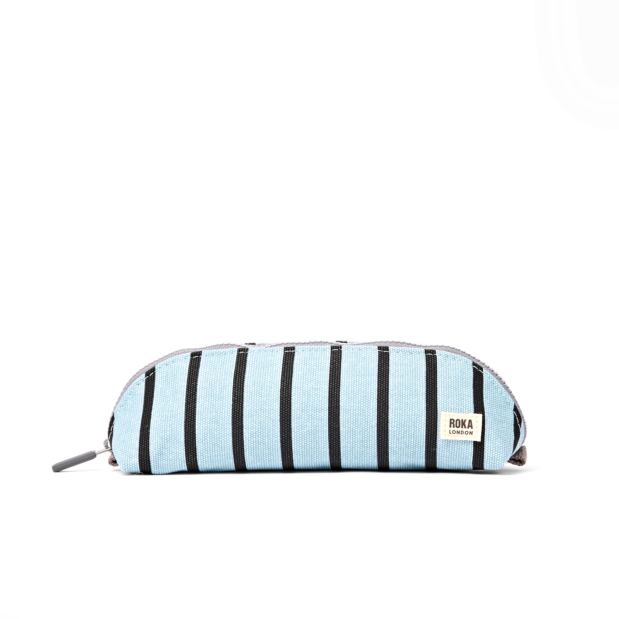 Roka London Tate etui small blå stripe bomullscanvas