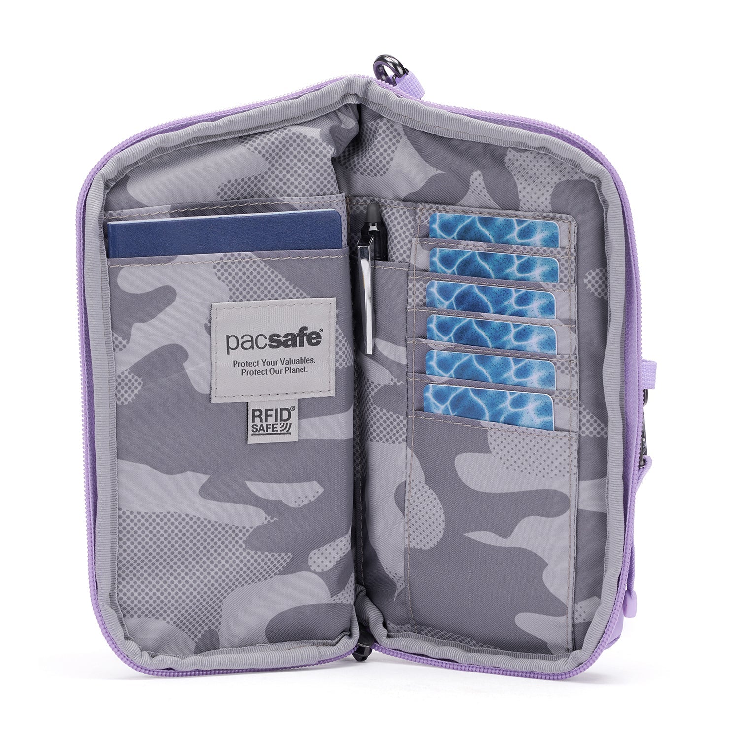 Pacsafe GO Tech crossbody coastal blue tyverisikker