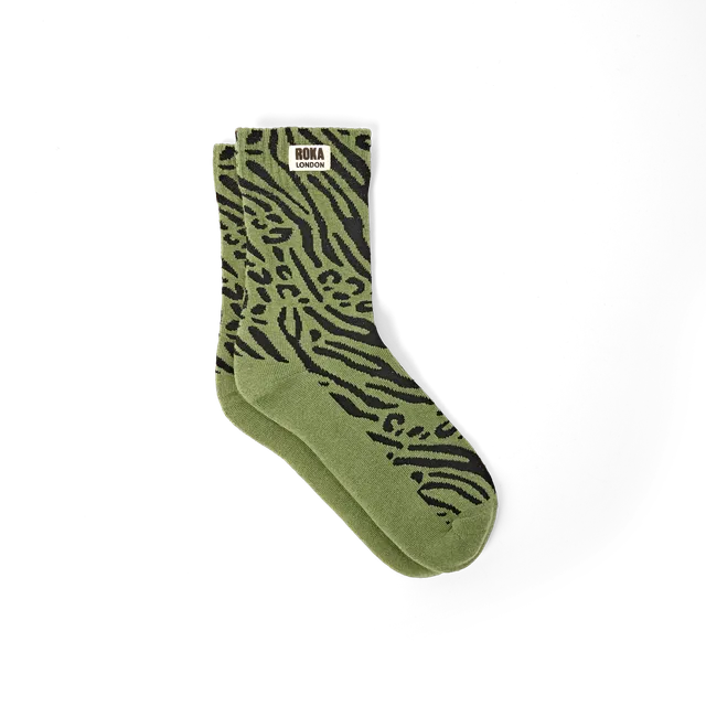 Roka London Wimbledon Green Animal sokker 36-42 bomull