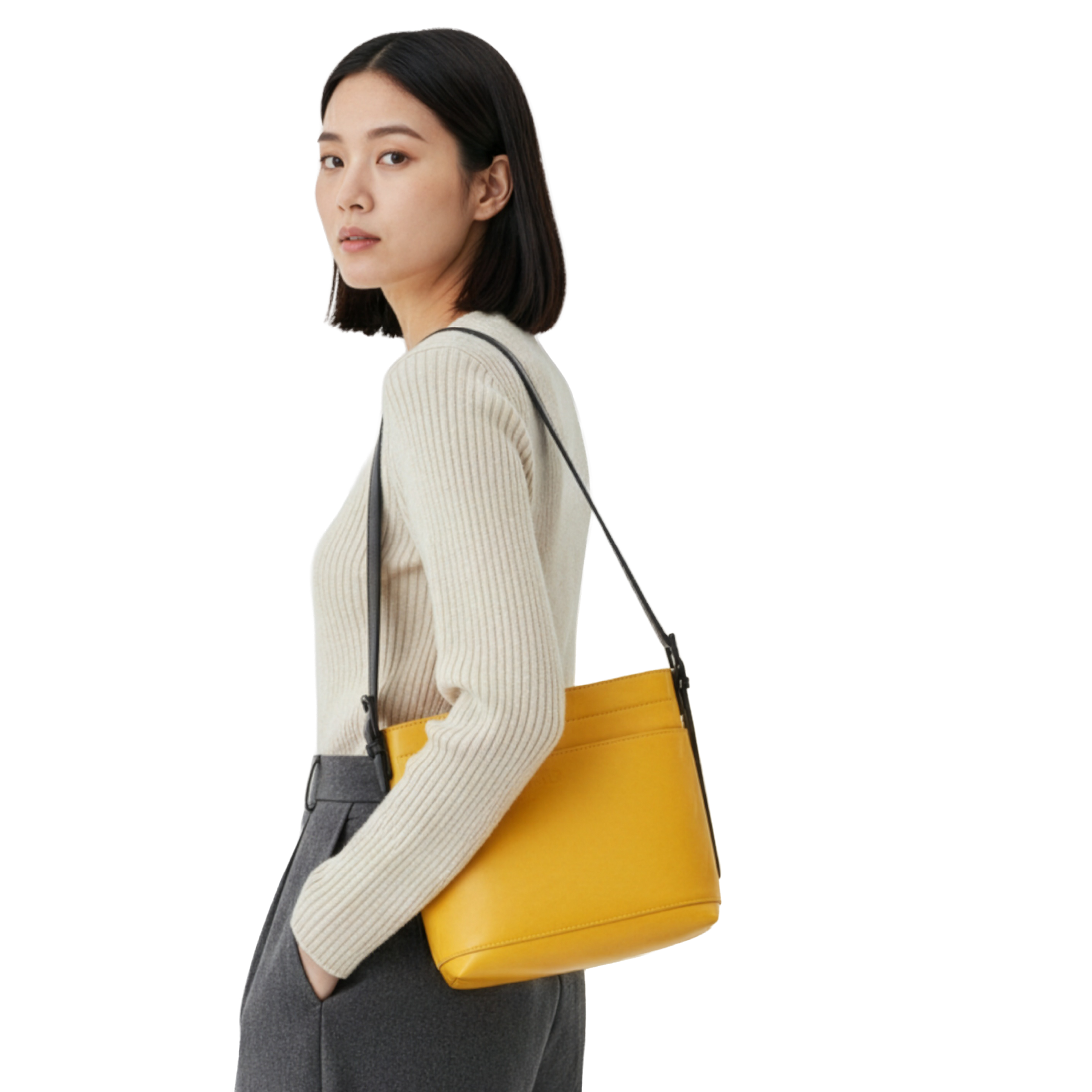 KIWEE Mini Tote skulderveske 3 L gul skinn