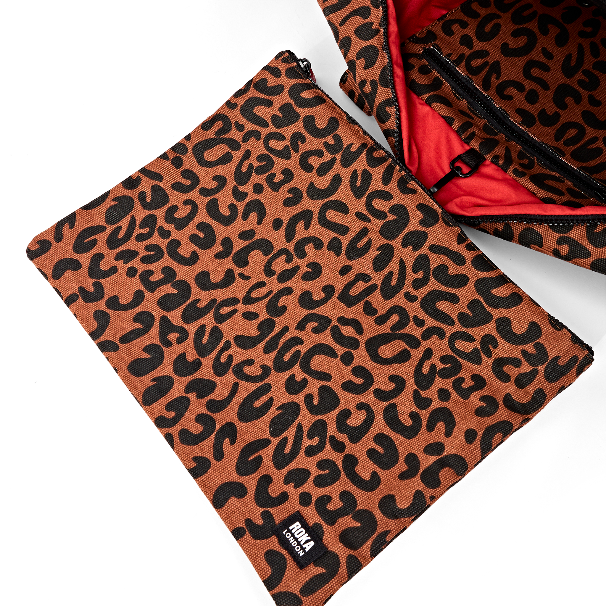 Roka London Somerset skulderveske Large scarlet leopard vanntett