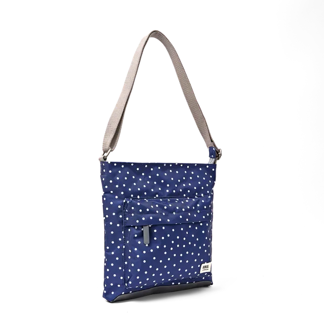 Roka London Kennington skulderveske navy polka dot