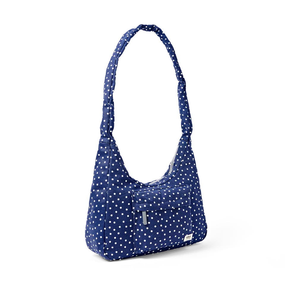 Roka London Belsize Medium skulderveske navy polka bomull