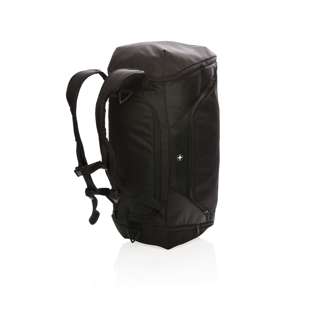 Swiss Peak RFID sportsduffel og ryggsekk svart 2-i-1