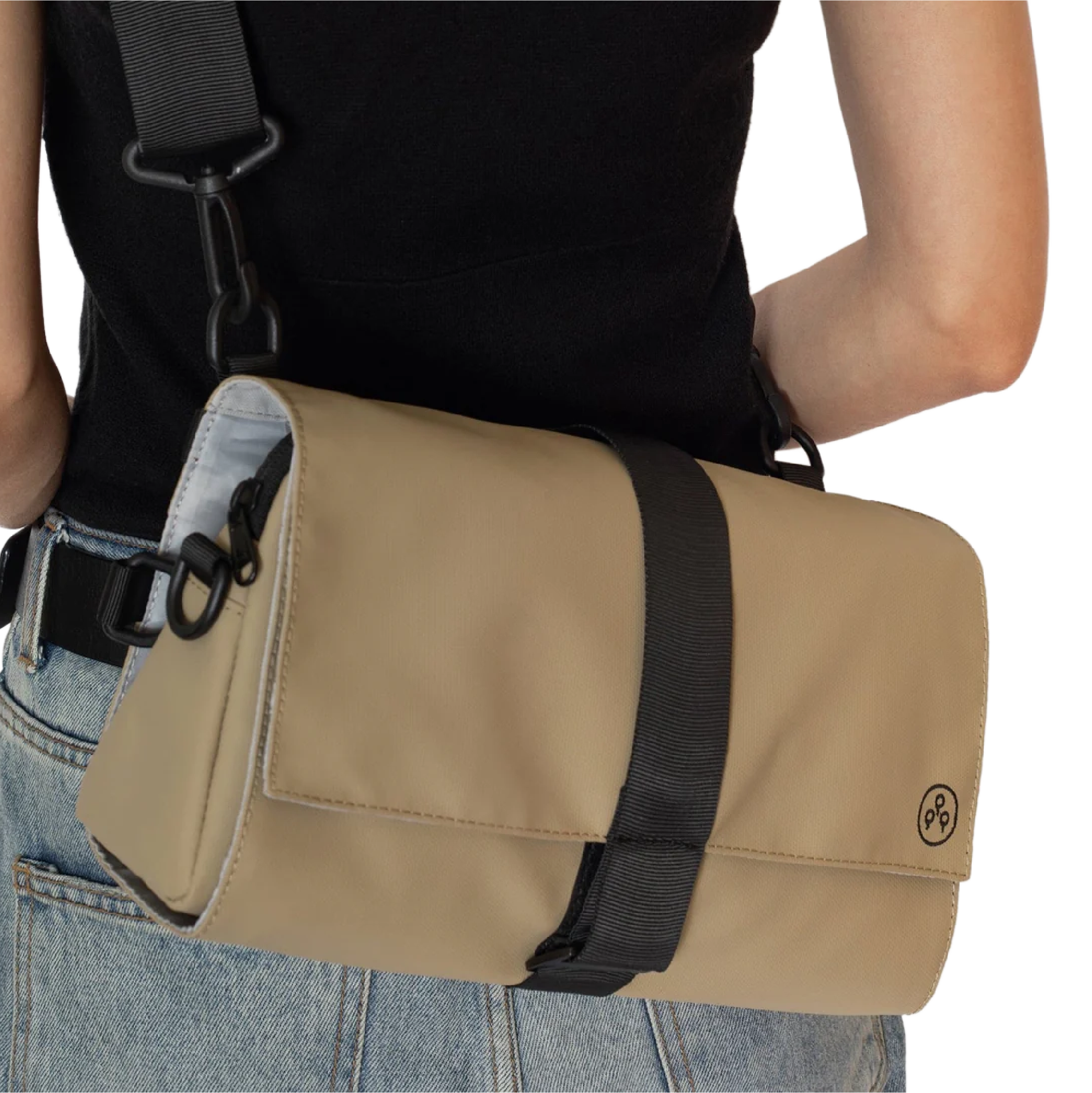 KIWEE Triangle Sling skulderveske Tan 3 liter vannavvisende