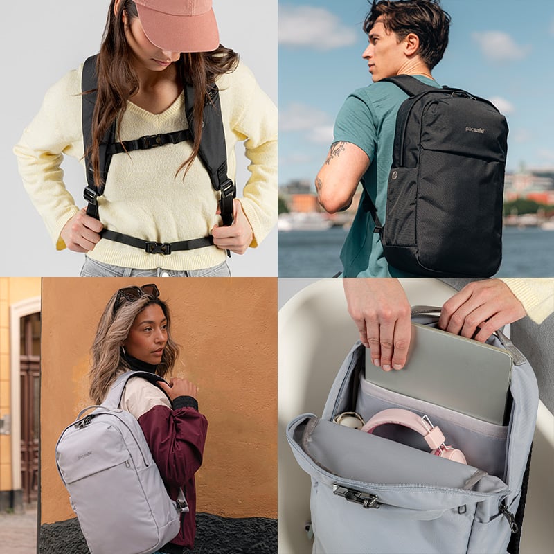 Pacsafe V 20L ryggsekk svart tyverisikker PC