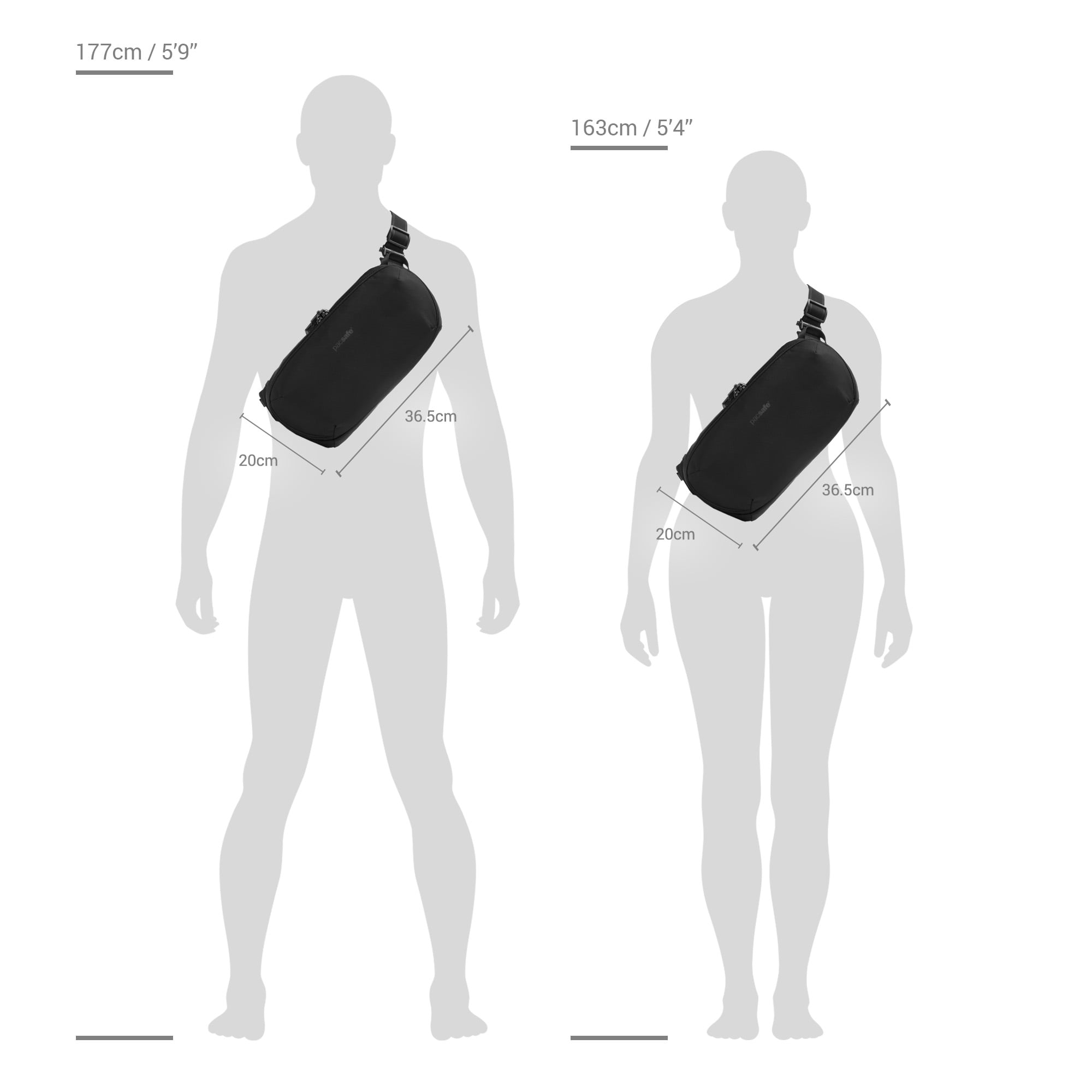 Pacsafe V skulderveske sling tyverisikker RFID