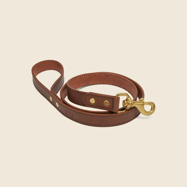 Chapman Full Leather Dog Lead hundebånd mid brown skinn