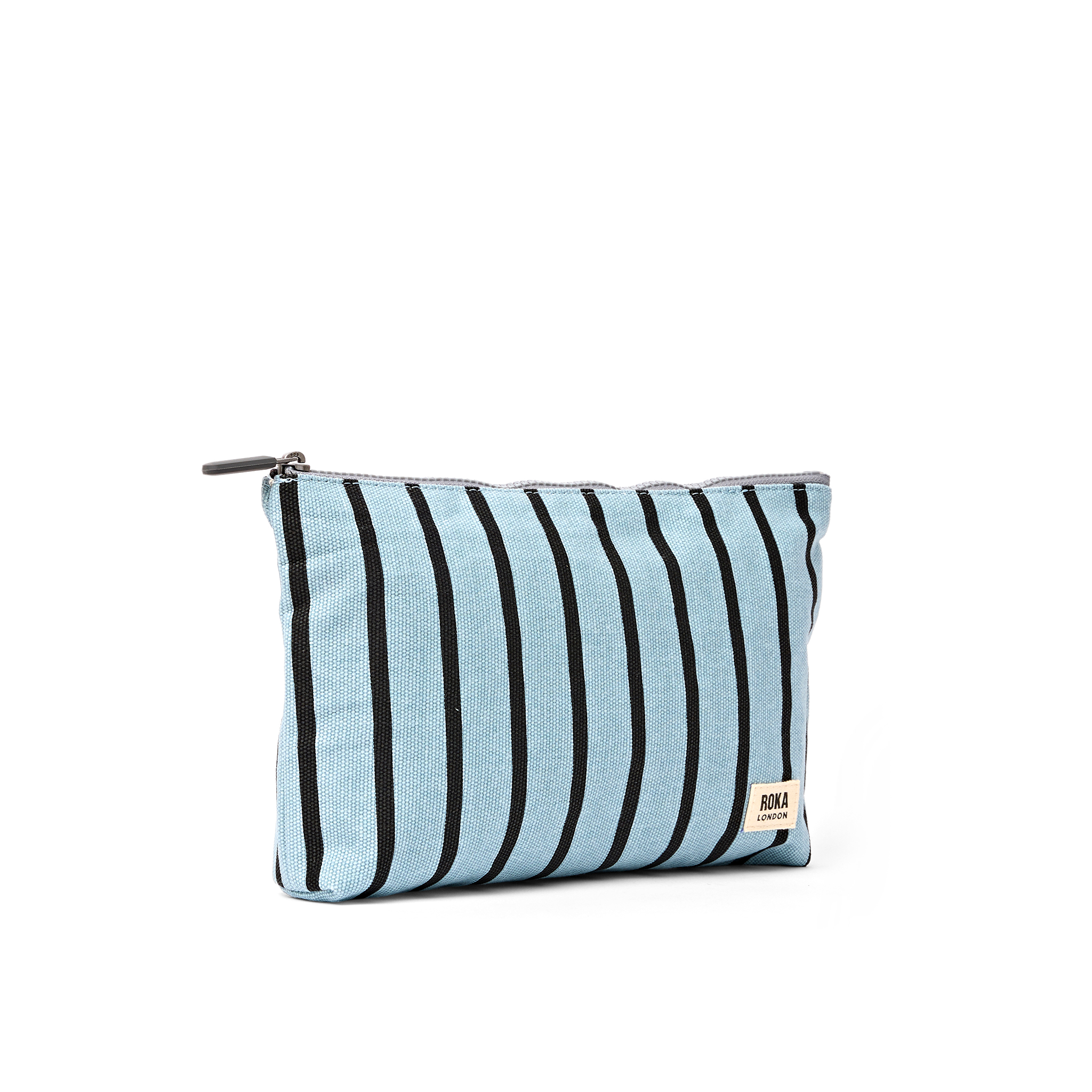 Roka London Maida Vale sminkepung Blue Stripe small bomull