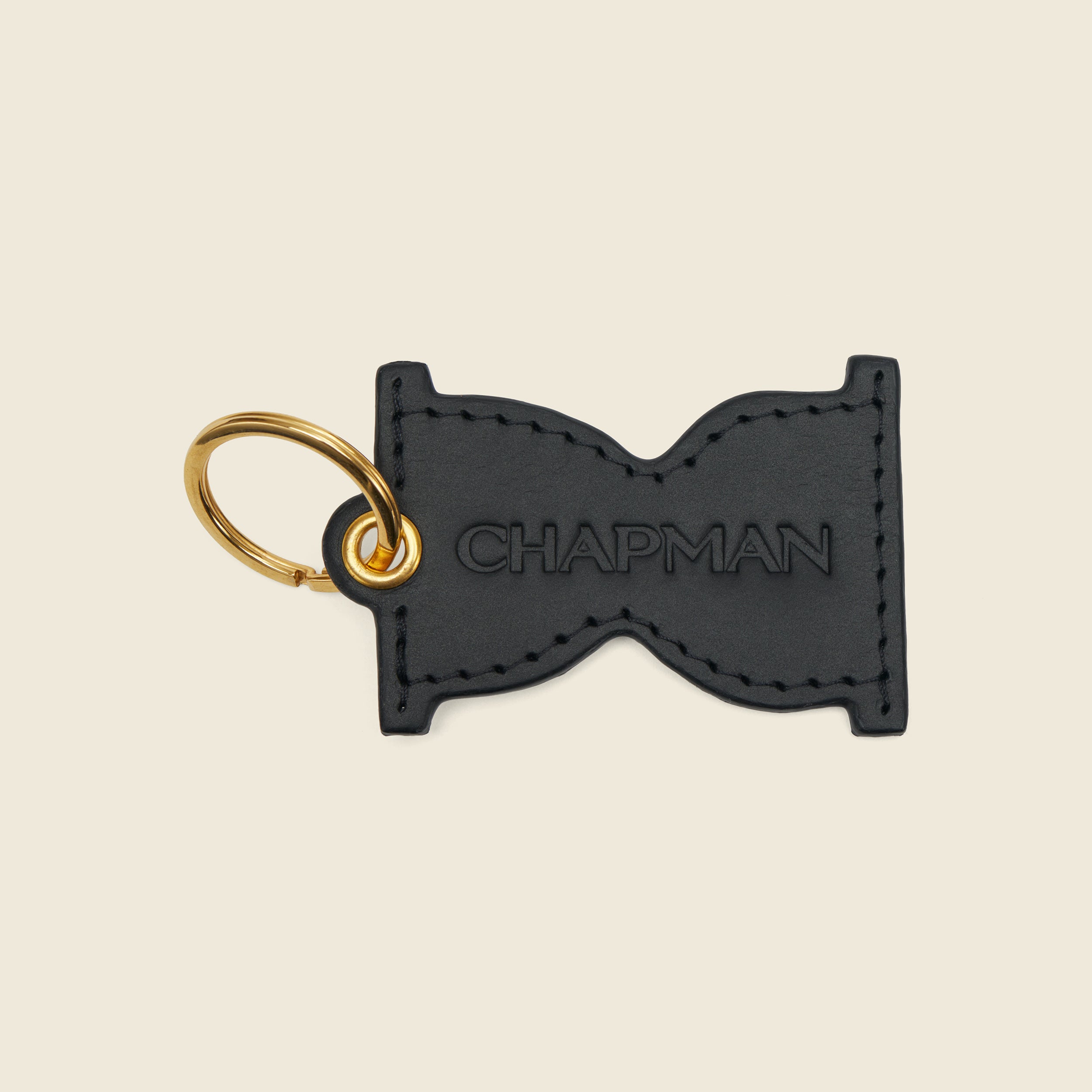 Chapman Keyring nøkkelring Svart lær messing