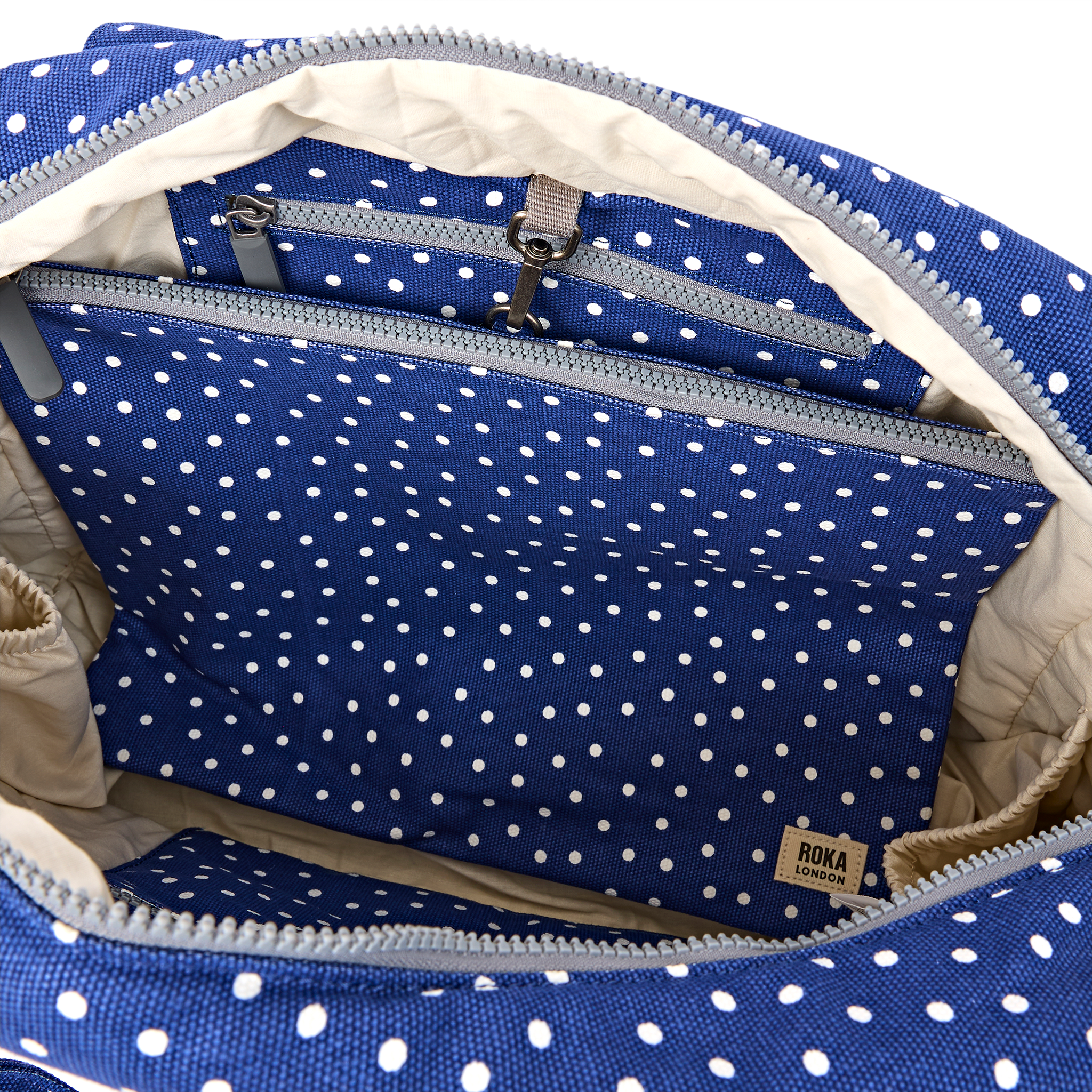 Roka London Somerset Large skulder 18,5 liter navy polka