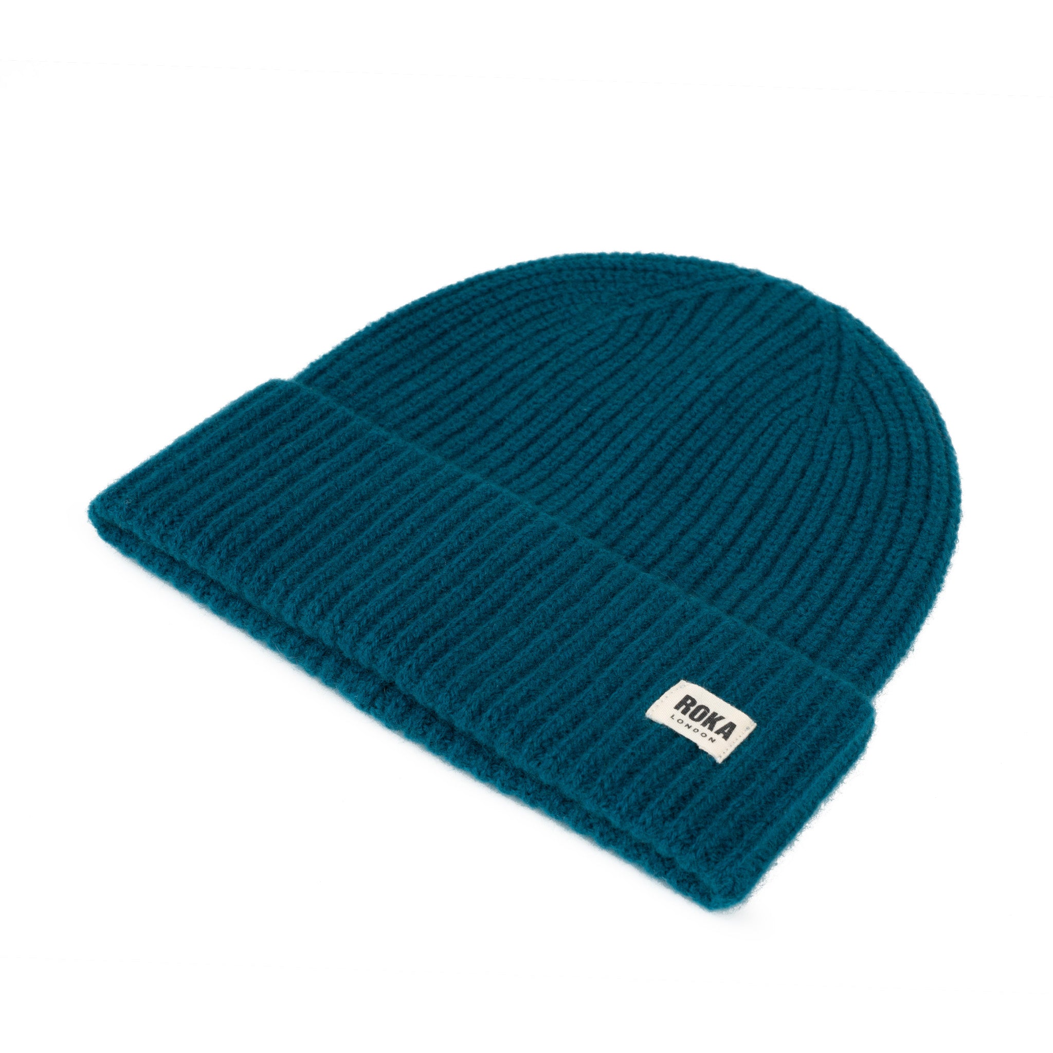Roka London Shard beanie lue teal kashmir varm