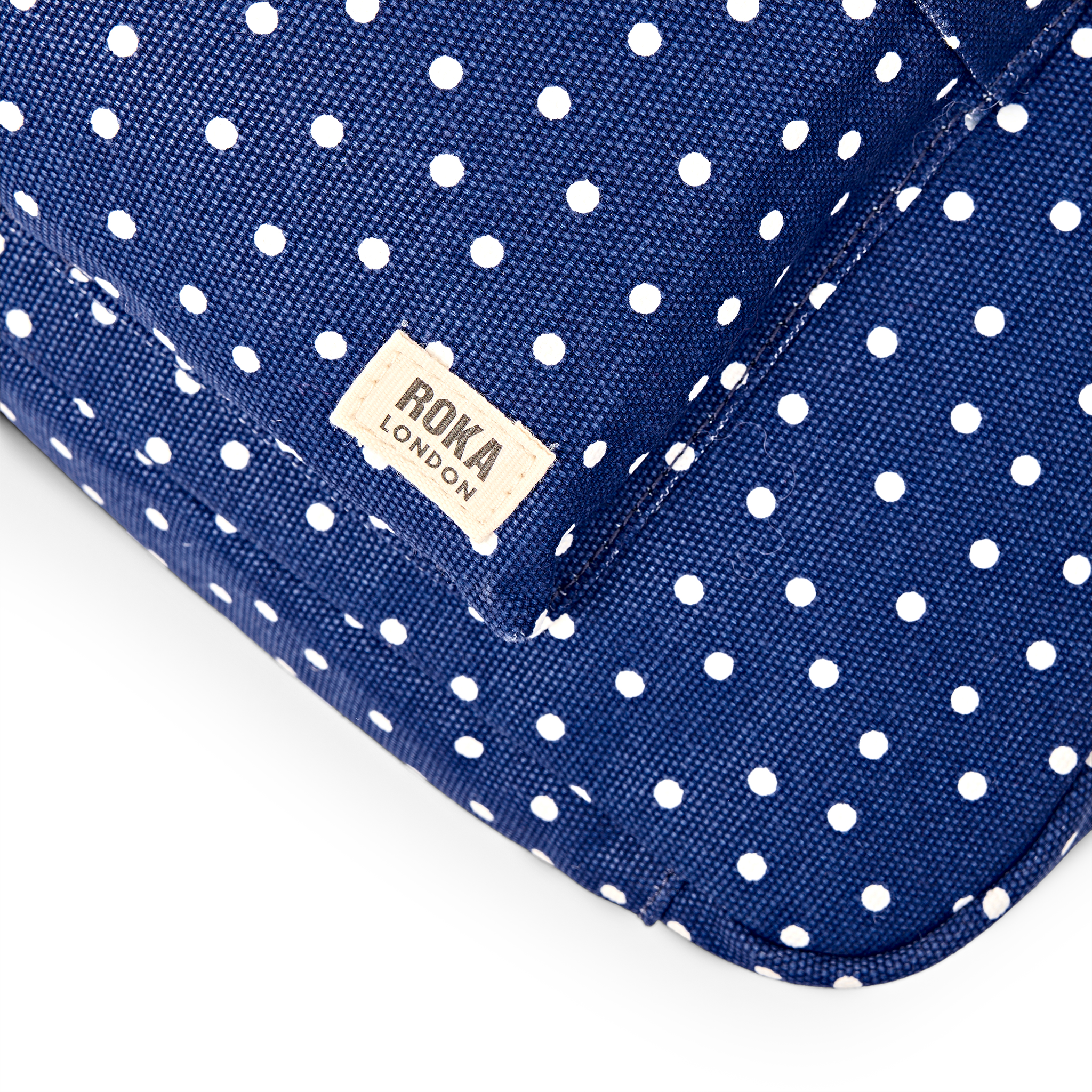 Roka London Belsize Medium skulderveske navy polka bomull