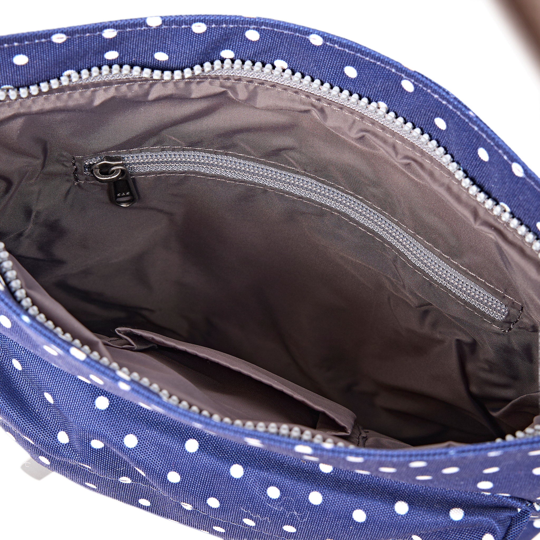 Roka London Kennington skulderveske navy polka dot