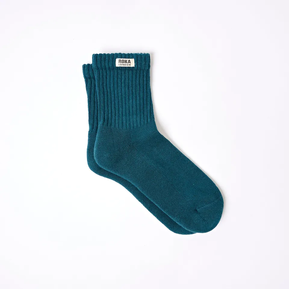 Roka London Windsor Crew sokker teal herre 40-48 bomull