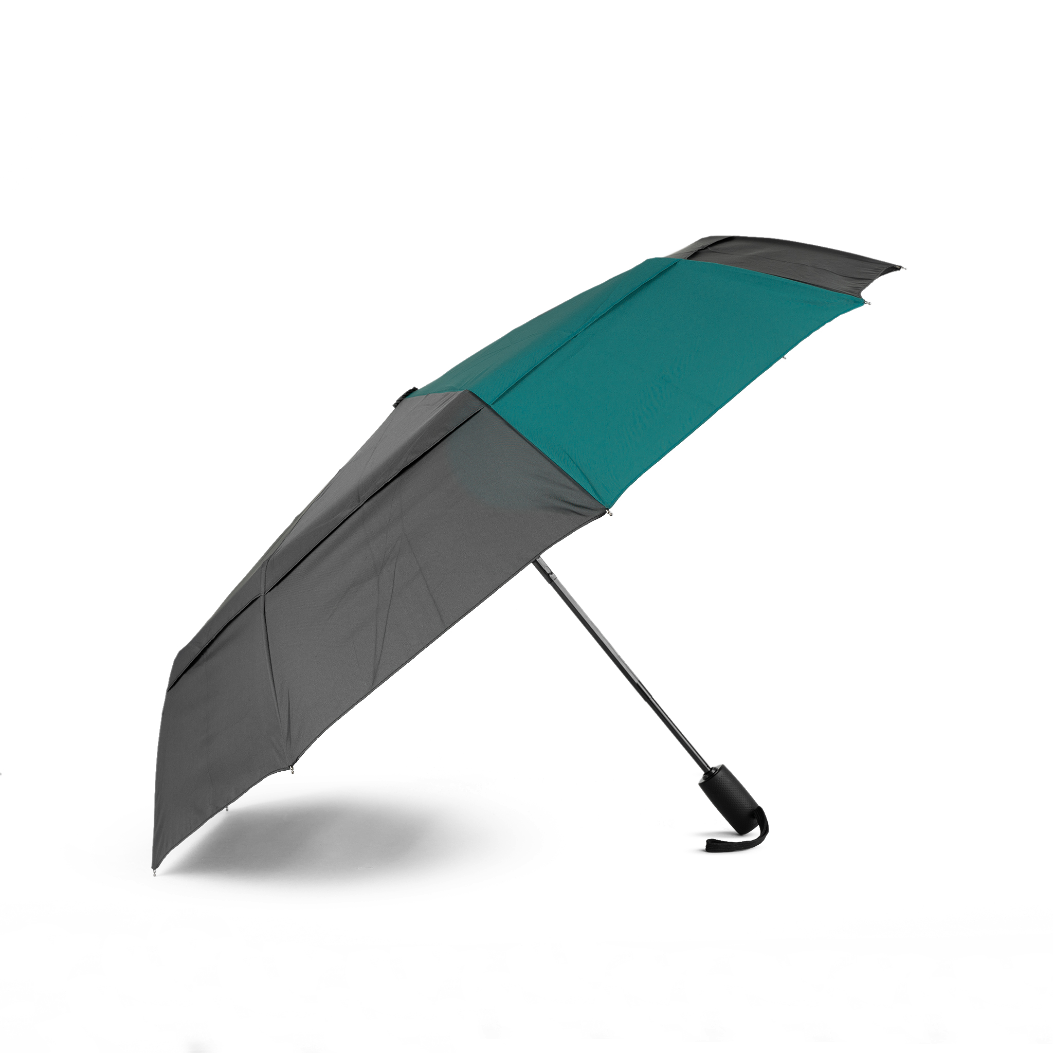 Roka London Waterloo paraply medium svart/teal kompakt