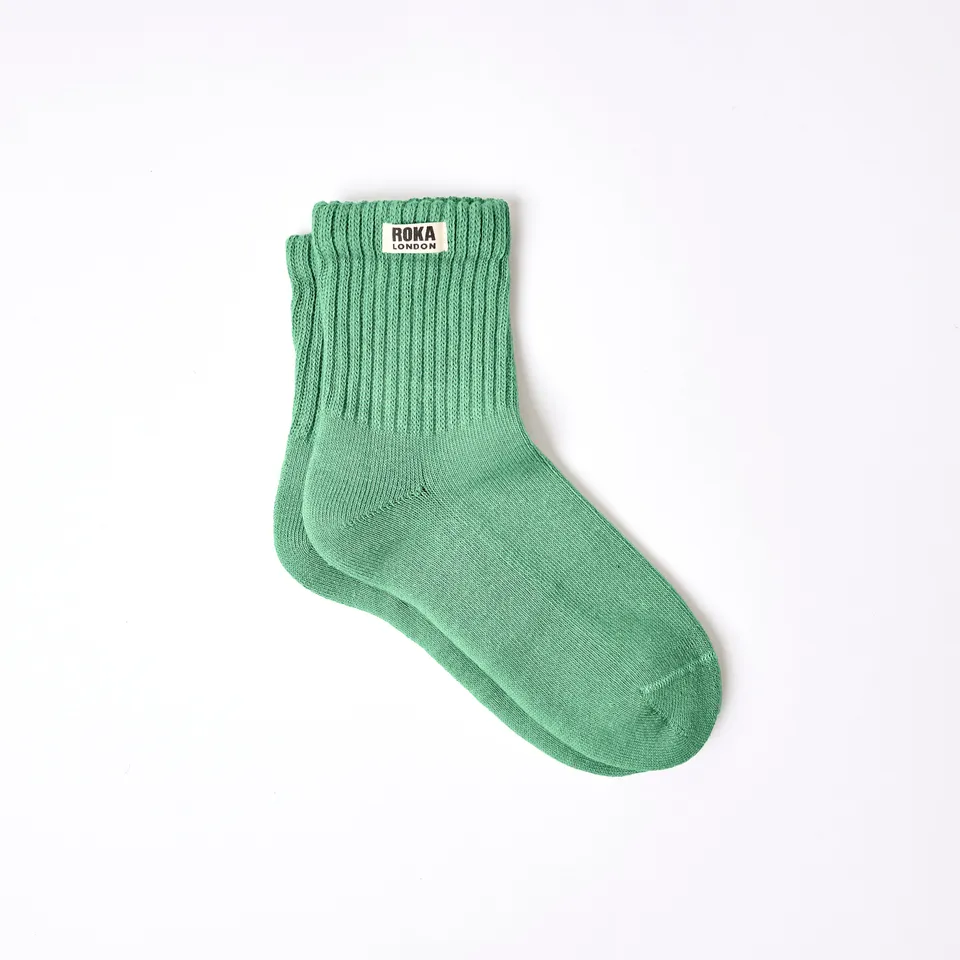 Roka London Windsor crew sokker dame matcha bomull