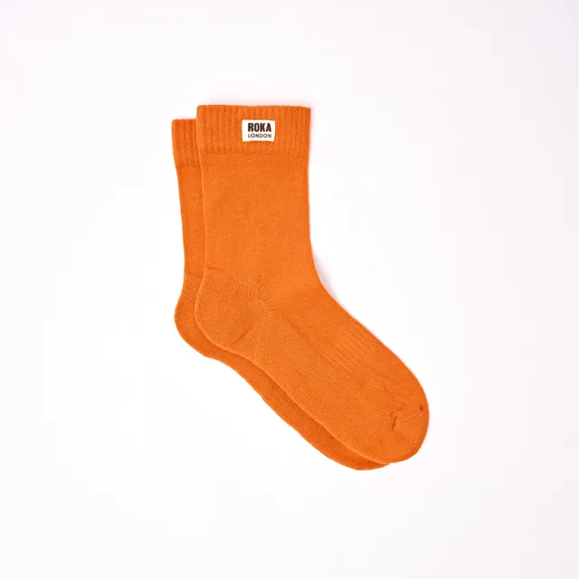 Roka London Wimbledon crewsokker Burnt Orange økologisk