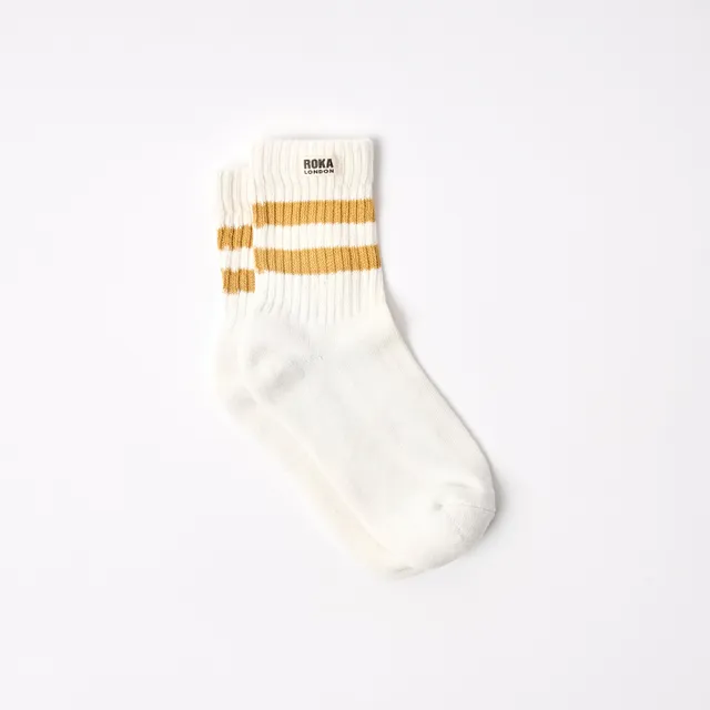 Roka London Windsor stripe crew sokker corn økologisk bomull