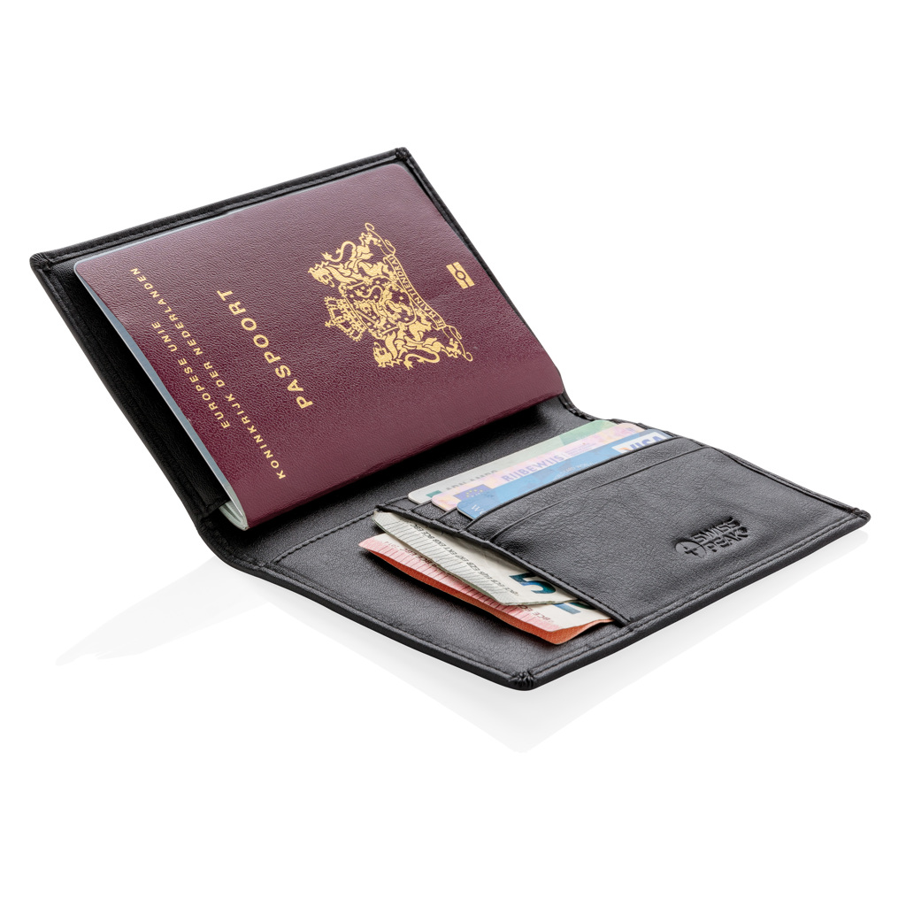Swiss Peak passmappe svart RFID skimmingbeskyttelse