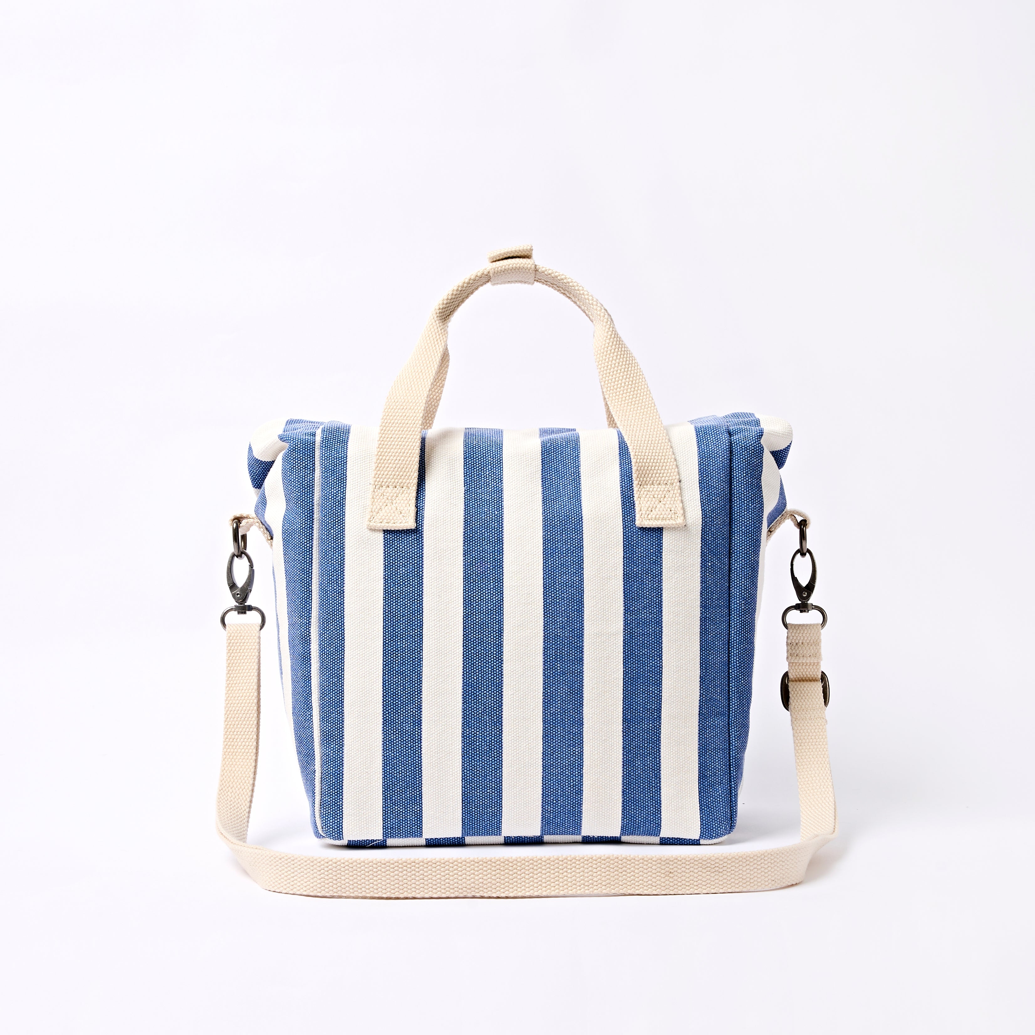 Roka London Hampstead lunsjveske denim stripe 7,4L isolert