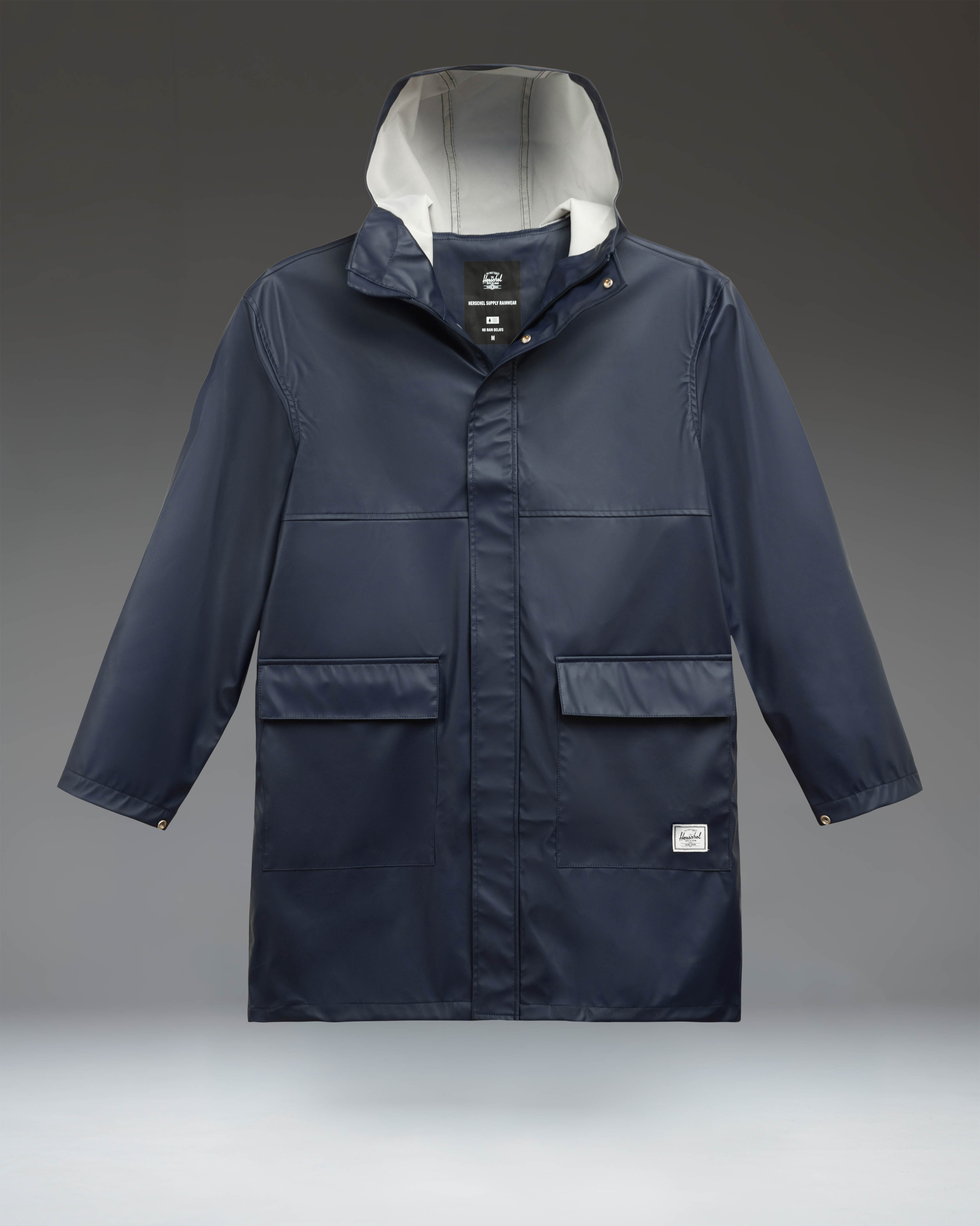 Herschel Classic Long regnjakke herre svart vindtett