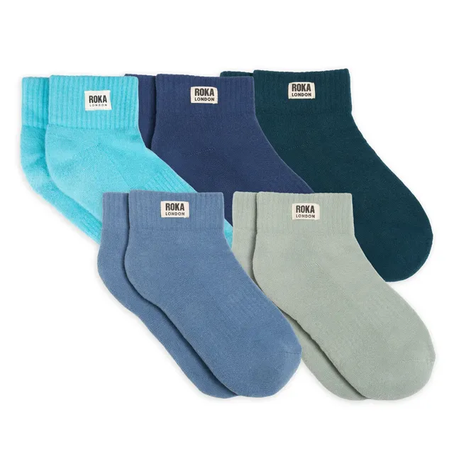 Roka London Wembley Blue Skies ankelsokker 3-pack økologisk bomull