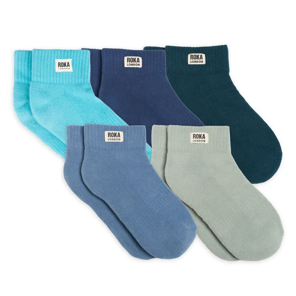 Roka London Wembley Blue Skies ankelsokker 3-pack økologisk bomull