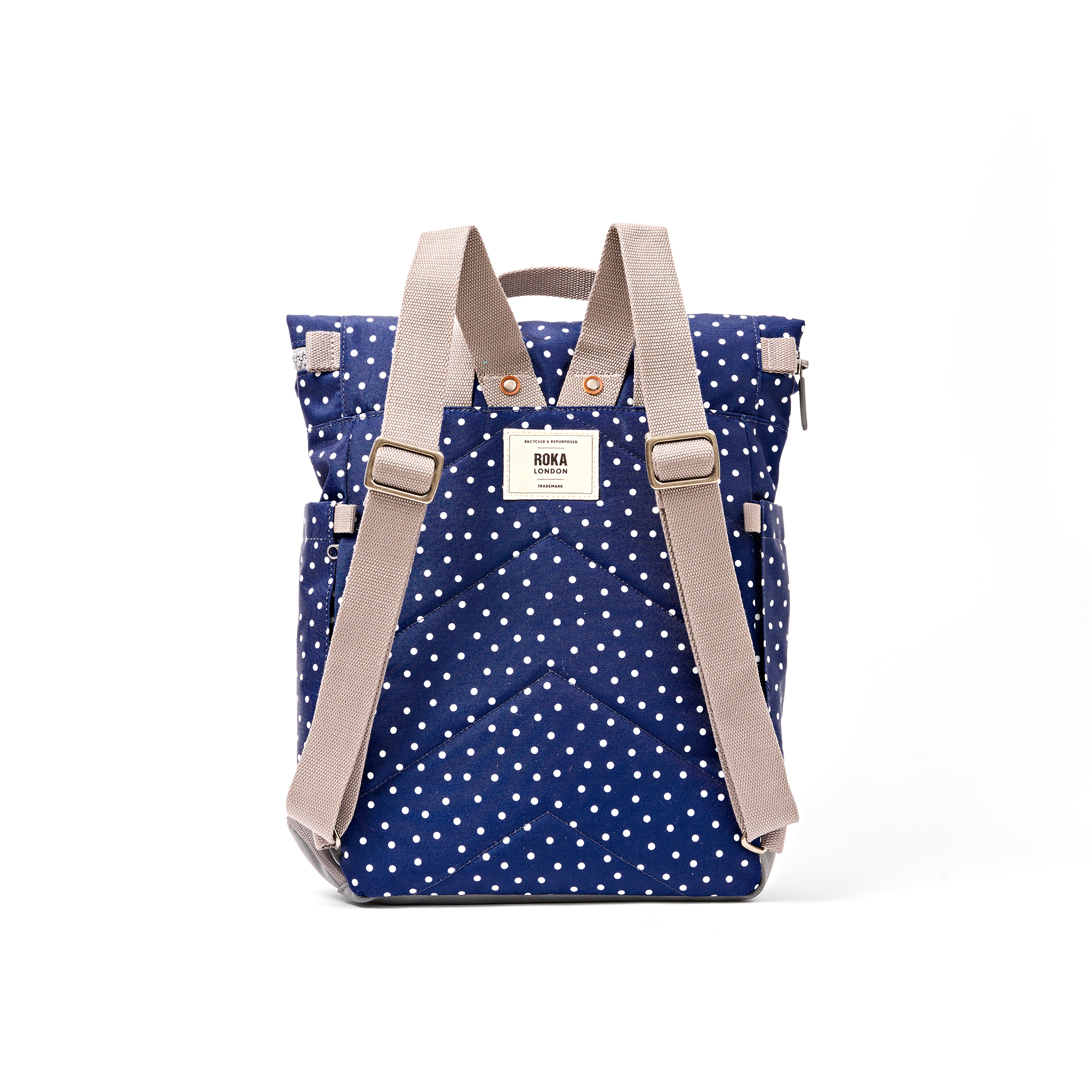 Roka London Bayswater Medium ryggsekk Navy Polka 14,6 l
