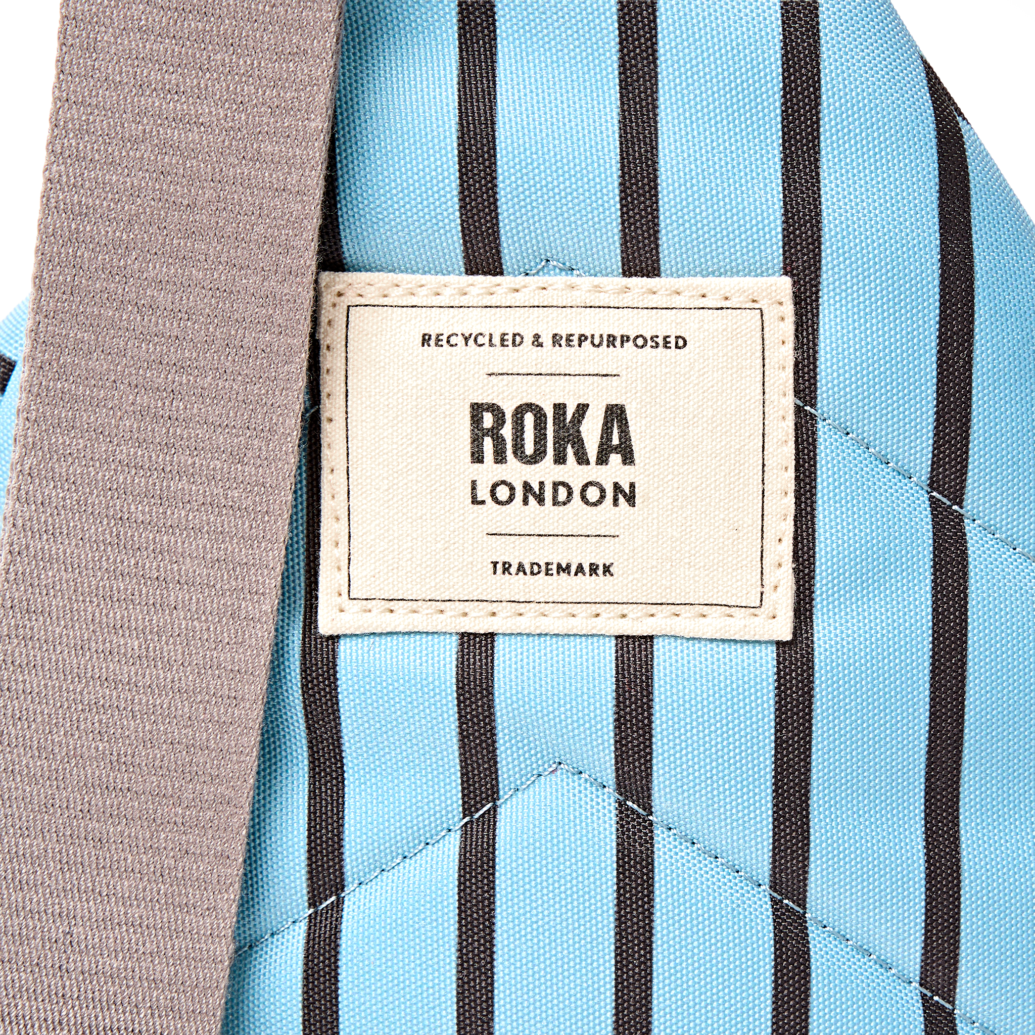 Roka London Willesden skulderveske blå striper Large 5 liter