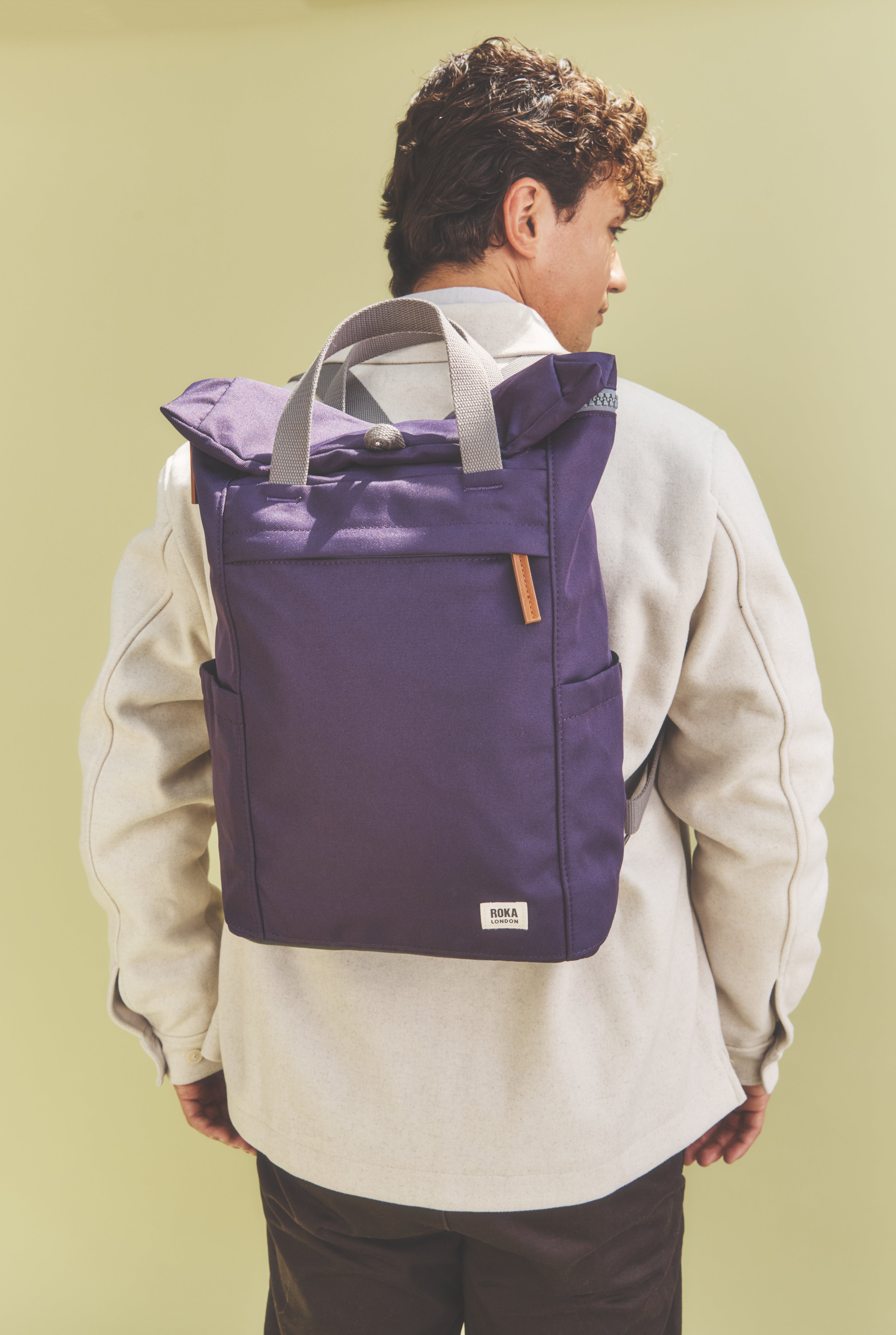 Roka London Finchley ryggsekk Deep Grape roll-top laptop