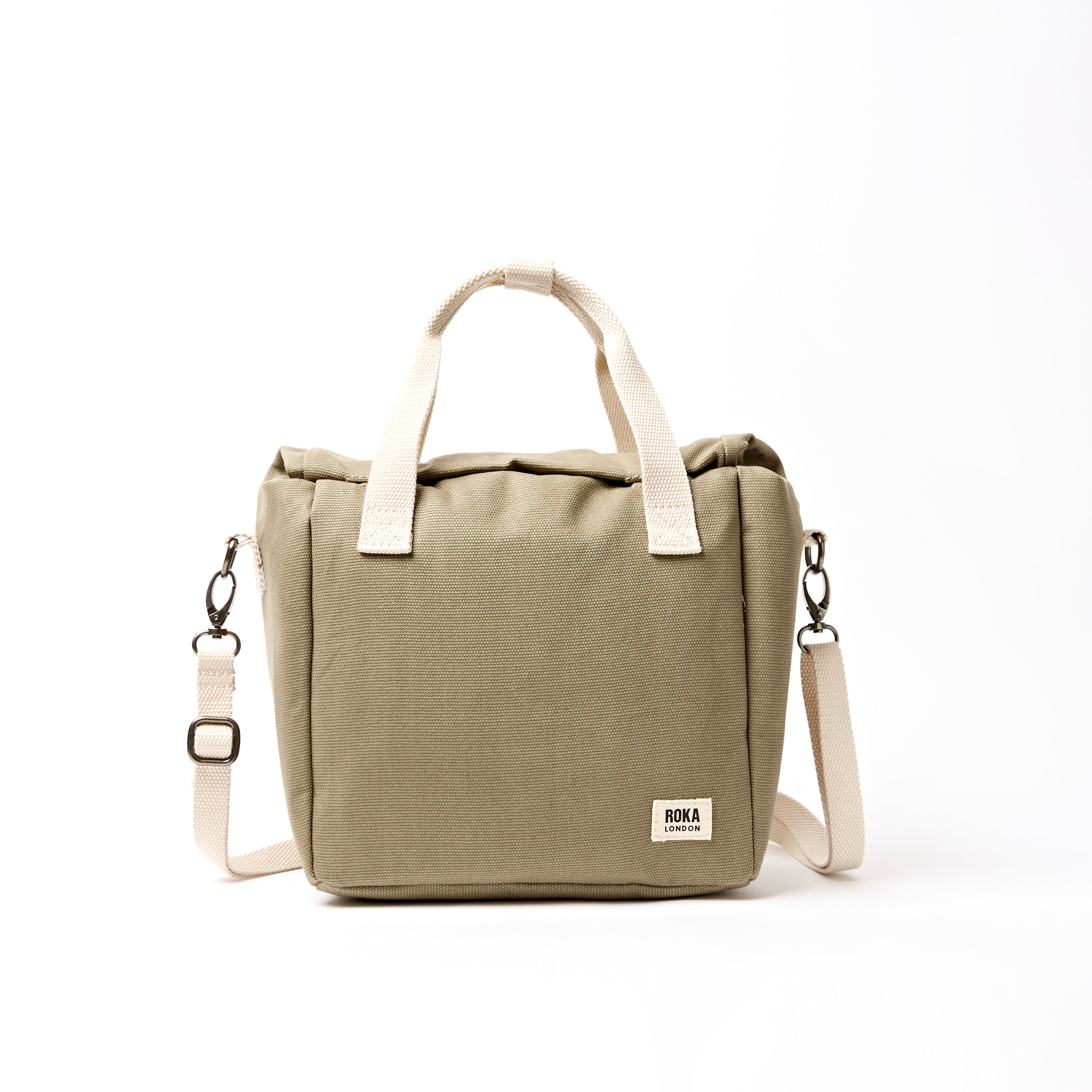 Roka London Hampstead lunsjveske Taupe isolert 7,4L