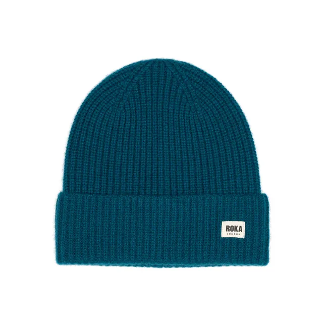 Roka London Shard beanie lue teal kashmir varm