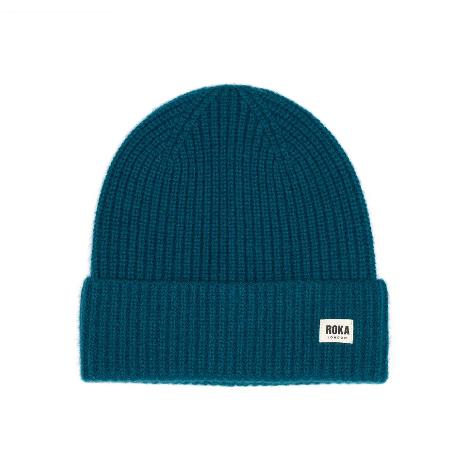 Roka London Shard beanie lue teal kashmir varm