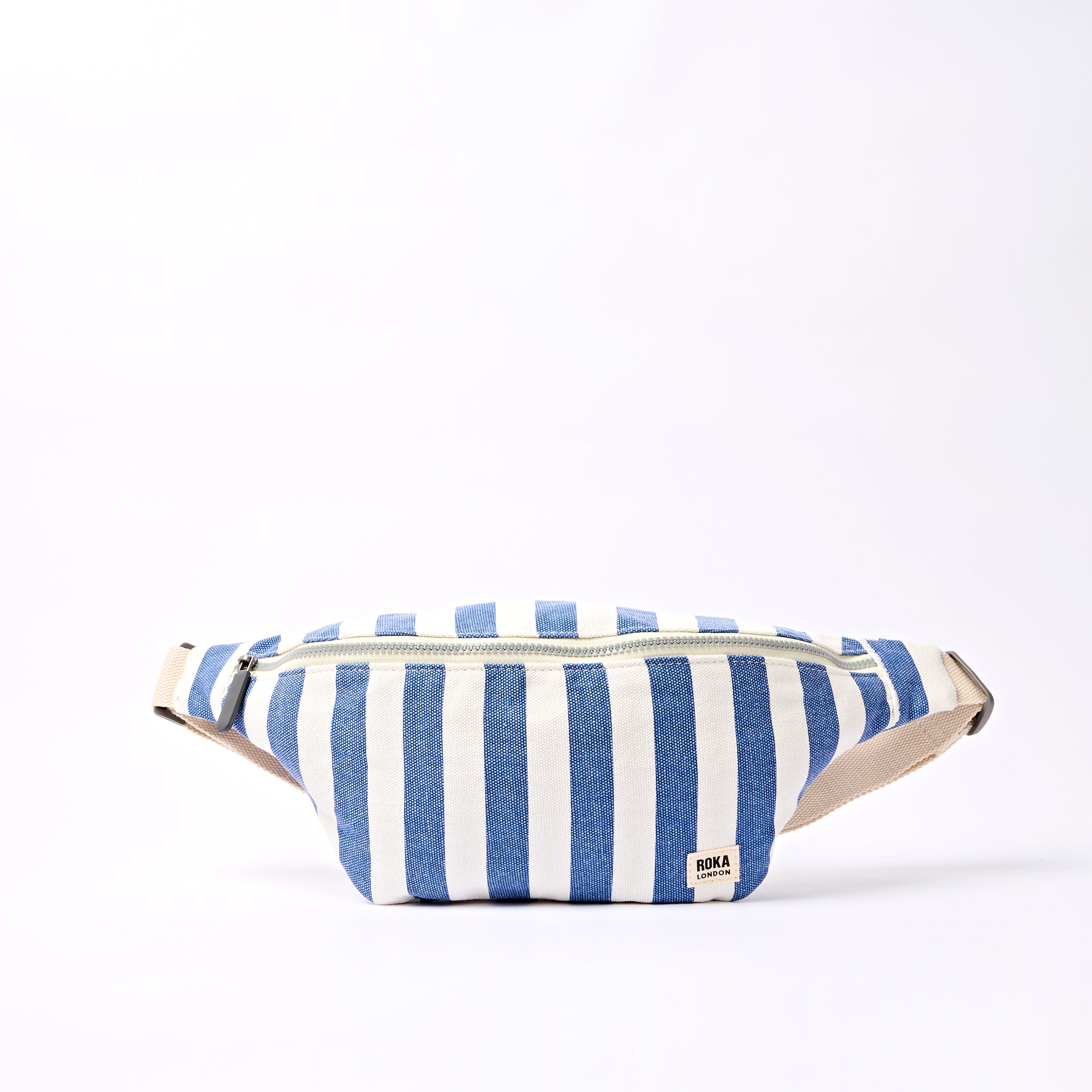 Roka London Mill Hill crossbody small denim stripe 3,7 liter