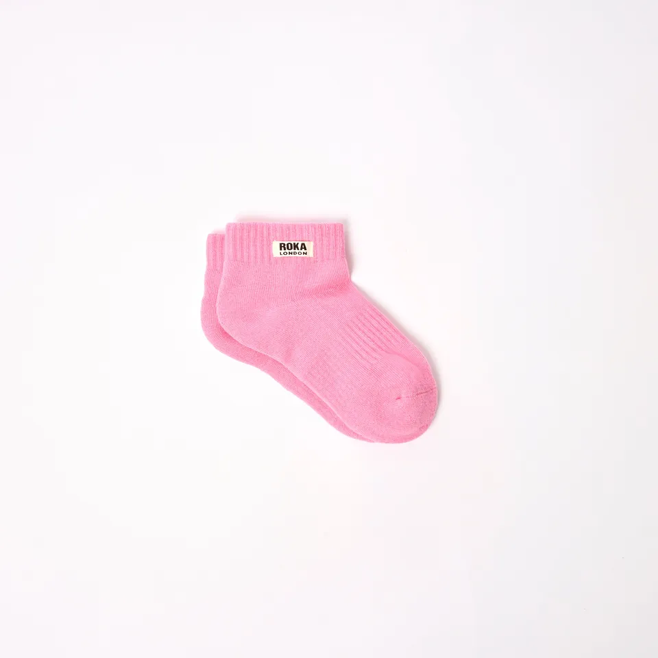 Roka London Wembley ankelsokker barn Pink Carnation økologisk bomull