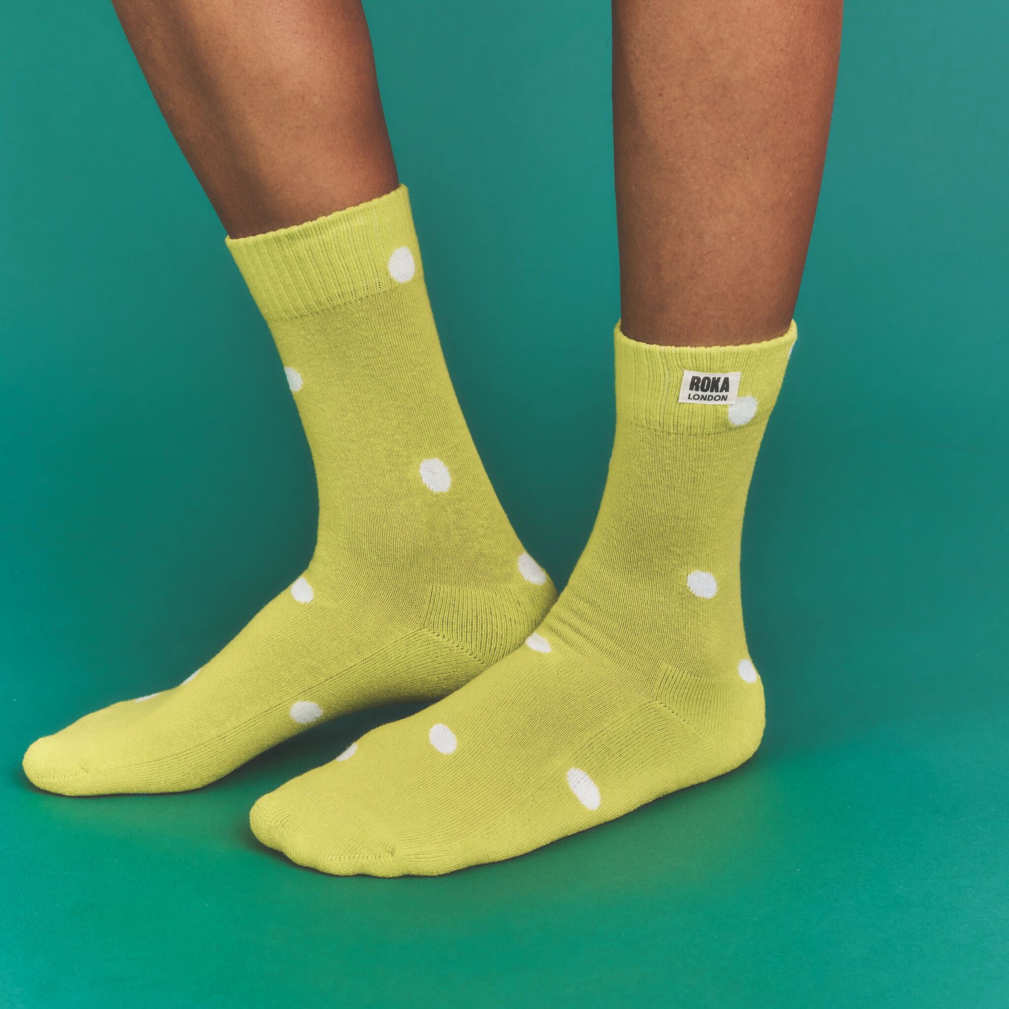 Roka London Wimbledon sokker Lime Dot 36-42 bomull