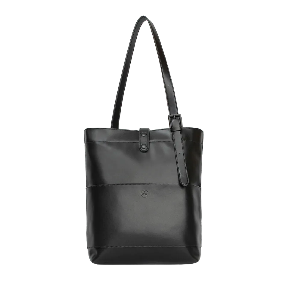 KIWEE Tote Bag skulderveske 6,5 L svart skinn