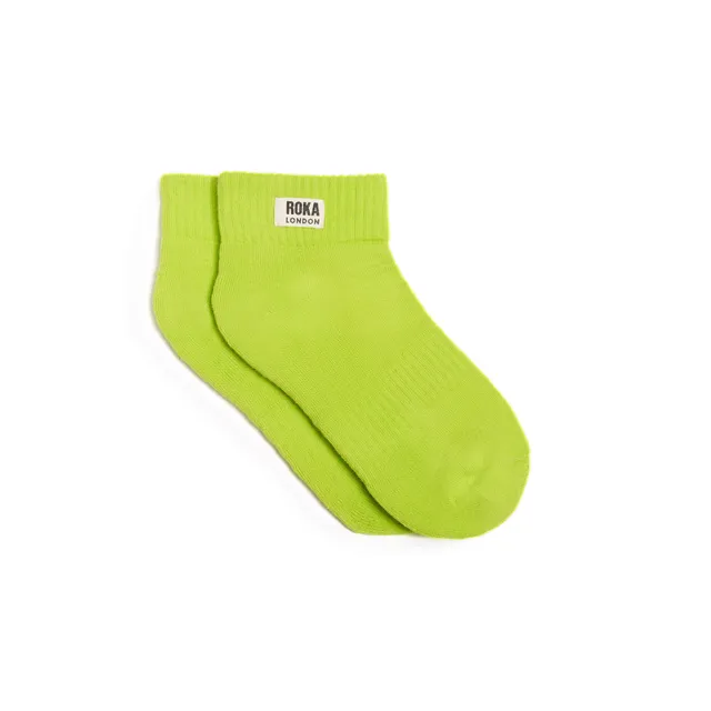 Roka London Wembley ankelsokker dame Lime bomull