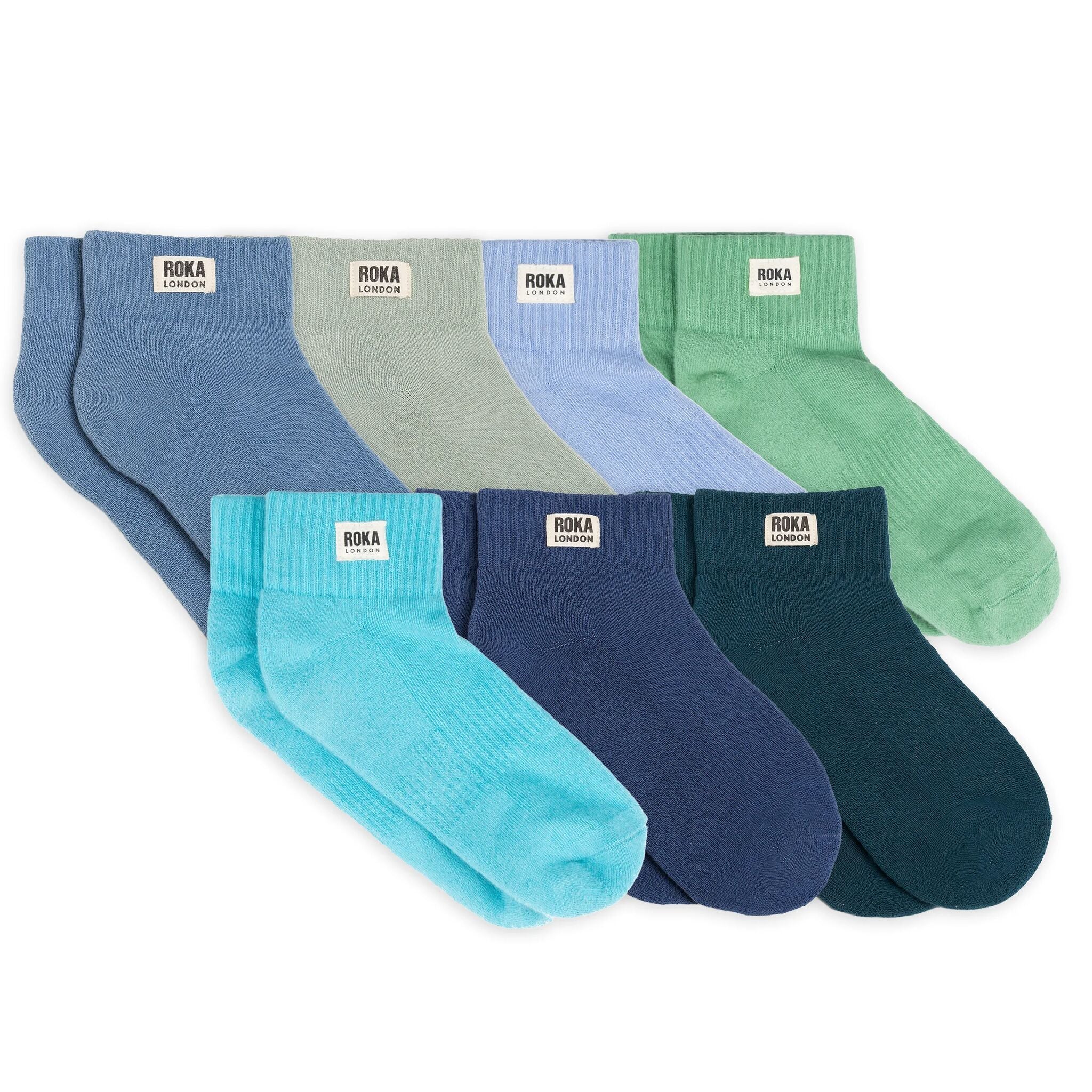 Roka London Wembley Blue Skies ankelsokker 3-pack økologisk bomull