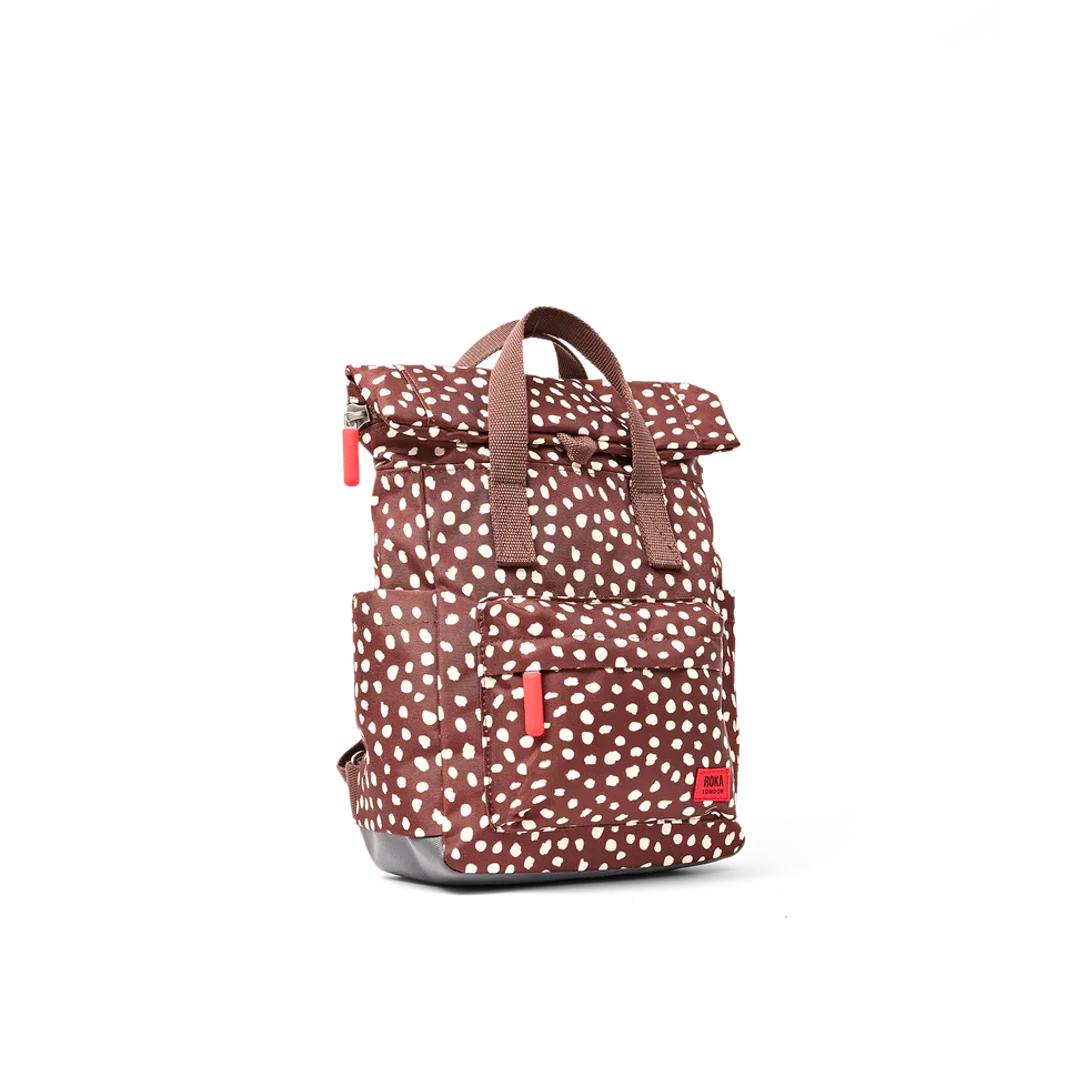 Roka London Canfield Roll Top ryggsekk small brown dot 9,8 liter