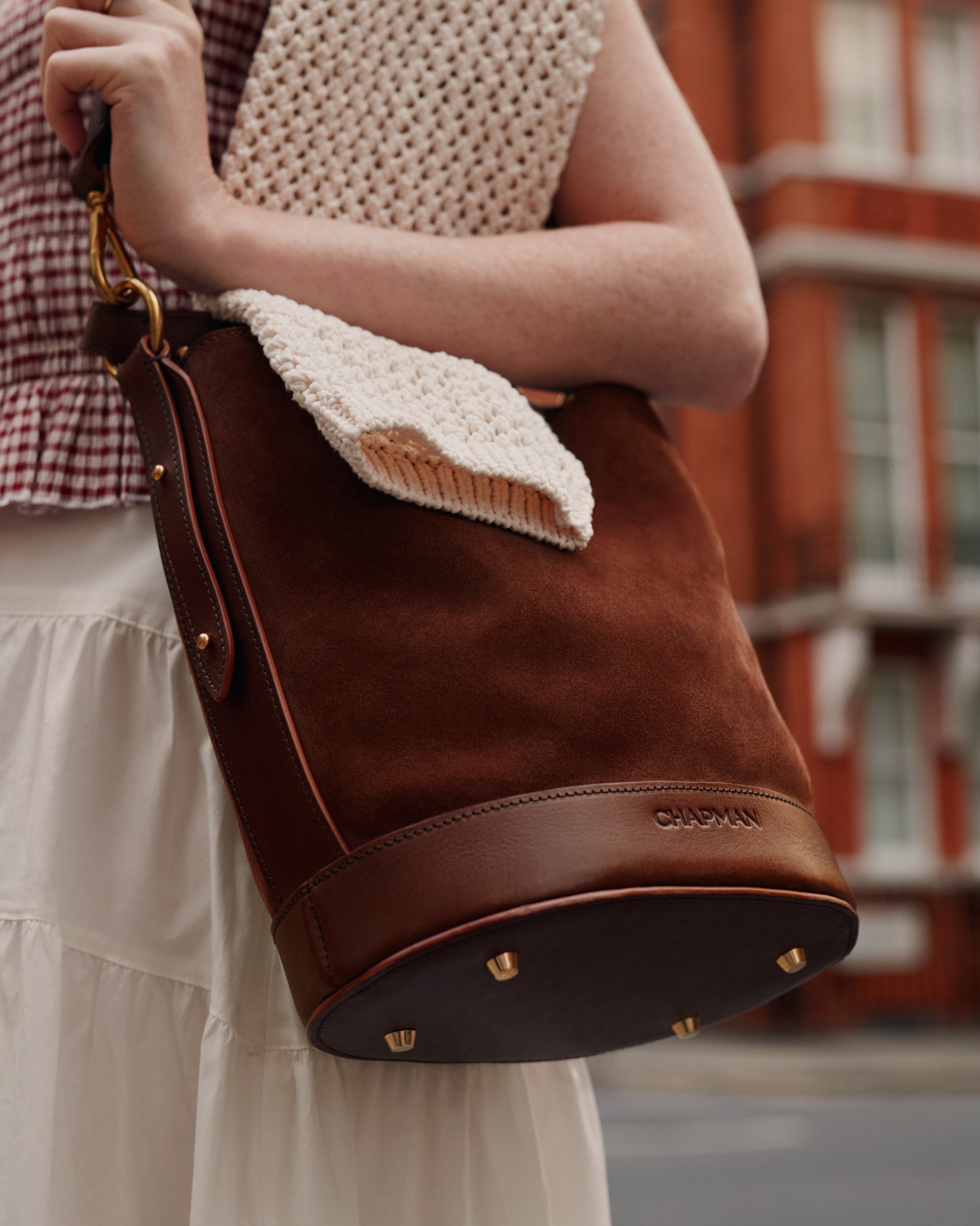 Chapman Madeleine Bucket Bag veske svart semsket