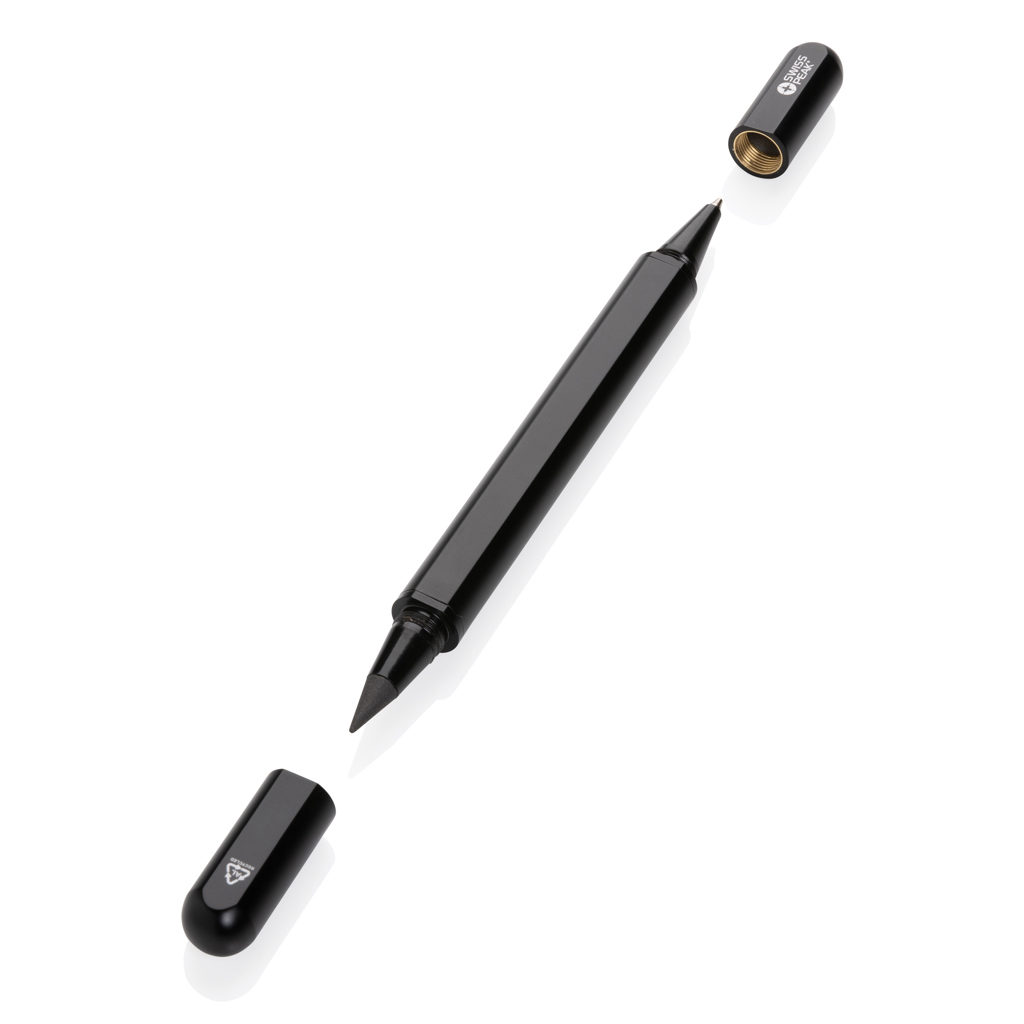 Swiss Peak Storm penn svart dobbel spiss aluminium
