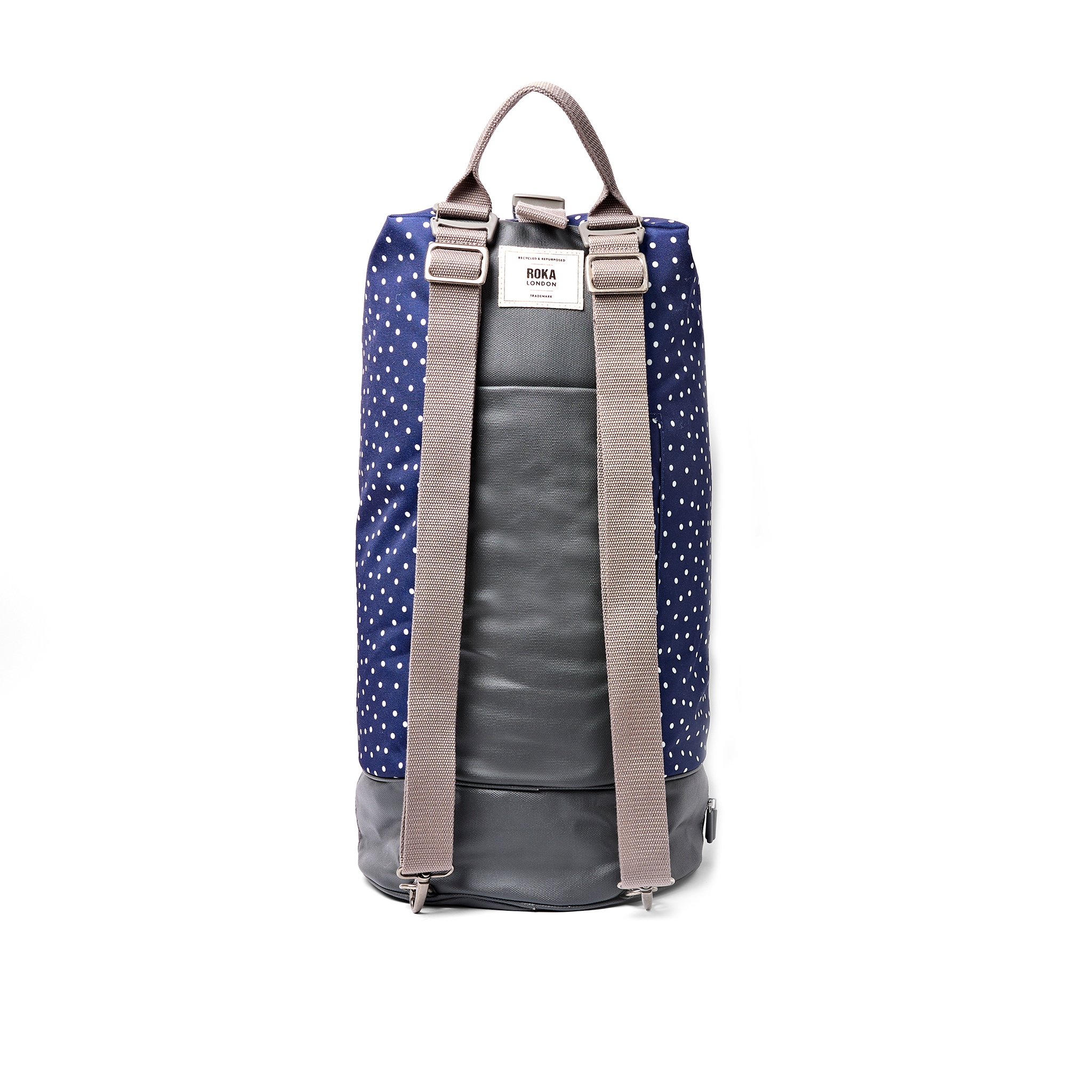 Roka London Heathrow duffelbag large navy polka dot med skolom
